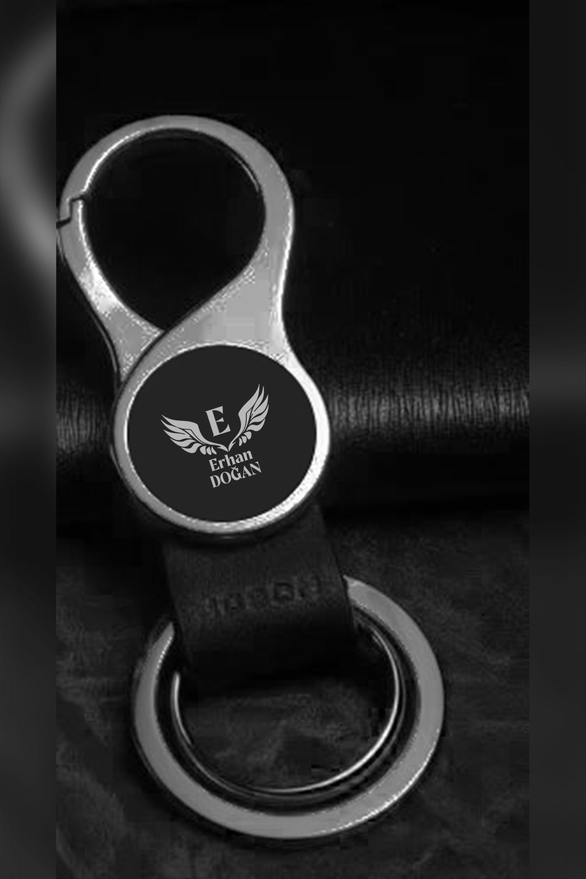 İŞTE BU Kişiye Özel İsimli Kancalı Deri Metal Anahtarlık Kutulu Takım Baskılı