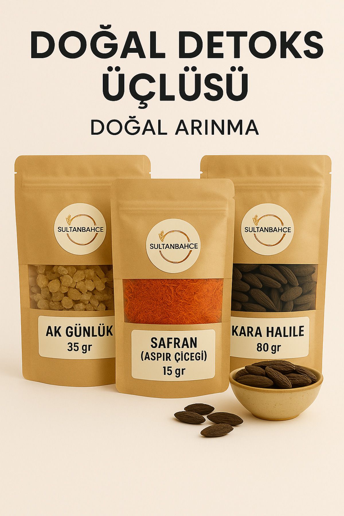 sultanbahçe Akgünlük- Kara Halile- Safran (Yerli) - Detoks Seti - Doğal Bitki Çayı
