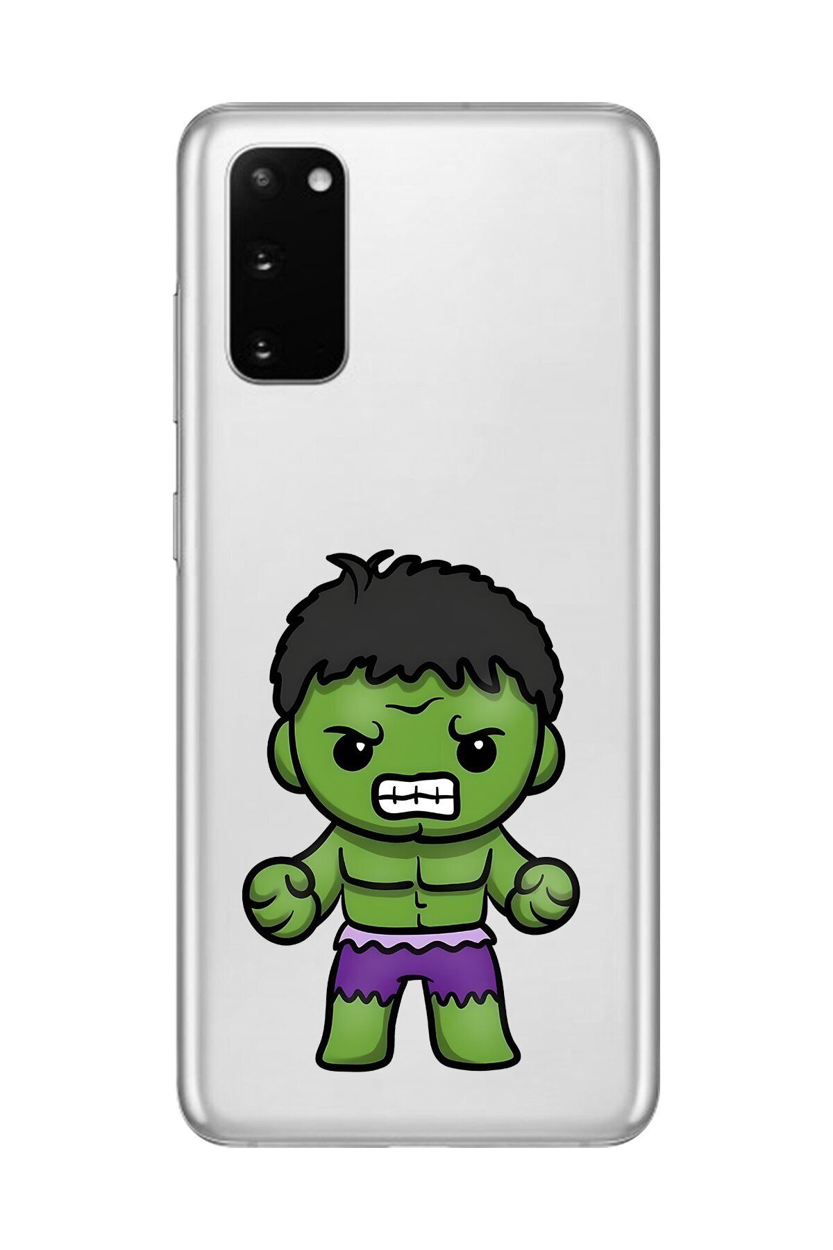 Dali Design Galaxy S20 Uyumlu Şeffaf Kılıf Chibi Hulk 3 Tasarımlı