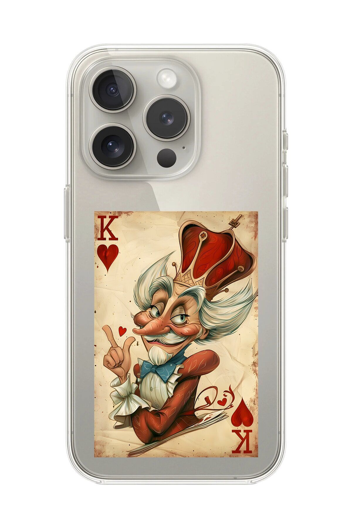 Dali Design iPhone 16 Pro Max Uyumlu Şeffaf Kılıf Kartlar King 4 Tasarımlı