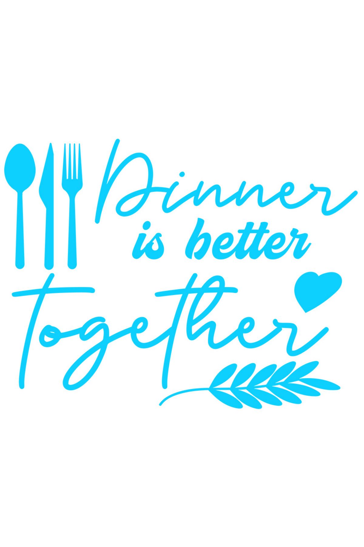 StoryGift Romania Sticker Eticheta 40cm Exterior Cu Inima Si Tacamuri Cu Mesajul "dinner Is Better Together" - C - One Size