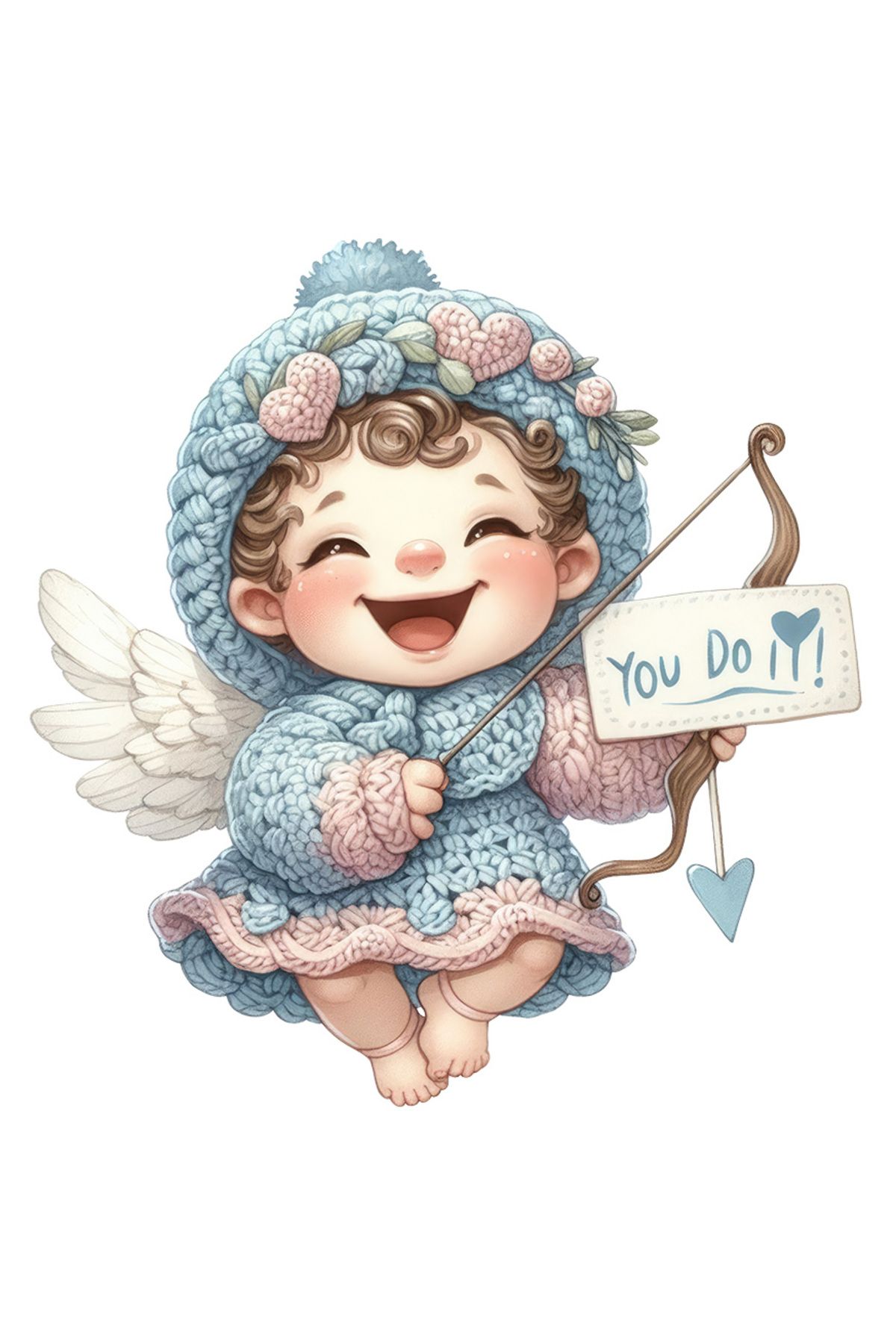 StoryGift Romania Sticker Eticheta 50cm Cu Un Bebelus Cupidon, Ilustratie, Arc Cu Sageti, Indragostire, Flanel, - One Size