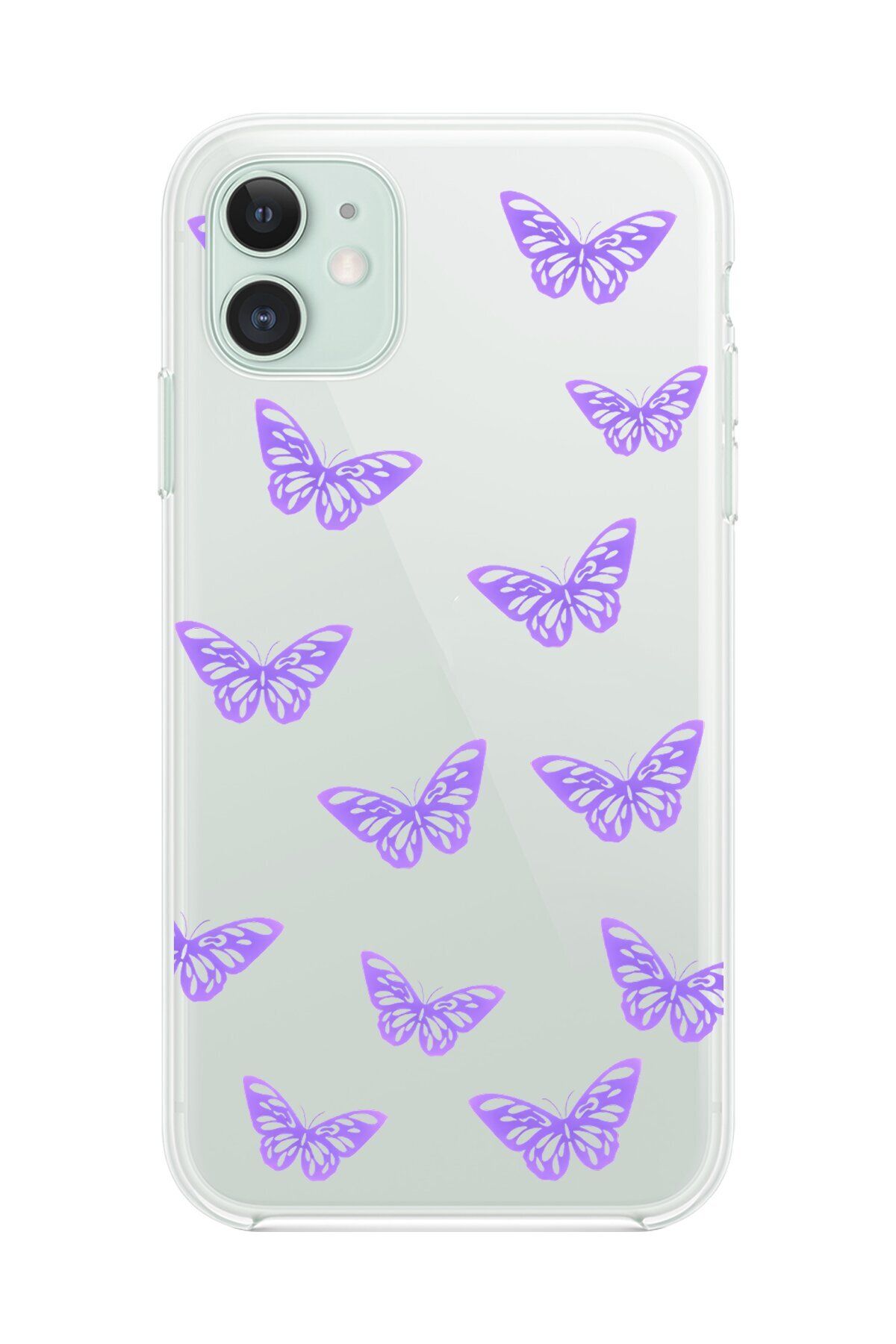 Dali Design iPhone 11 Uyumlu Şeffaf Kılıf Şeffaf Şeffaf Kelebek 4 Tasarımlı