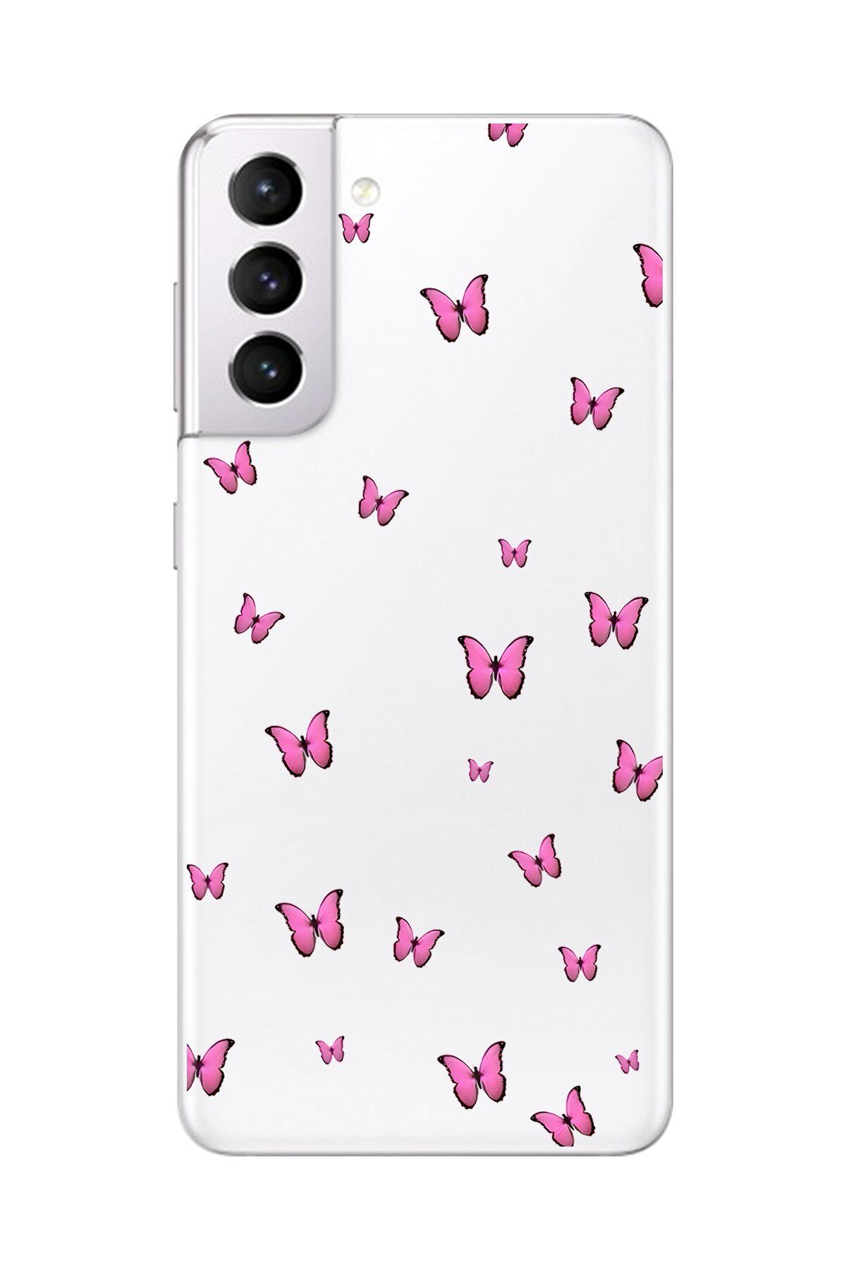 Dali Design Samsung Galaxy S21 Uyumlu Şeffaf Kılıf Şeffaf Şeffaf Kelebek 2 Tasarımlı