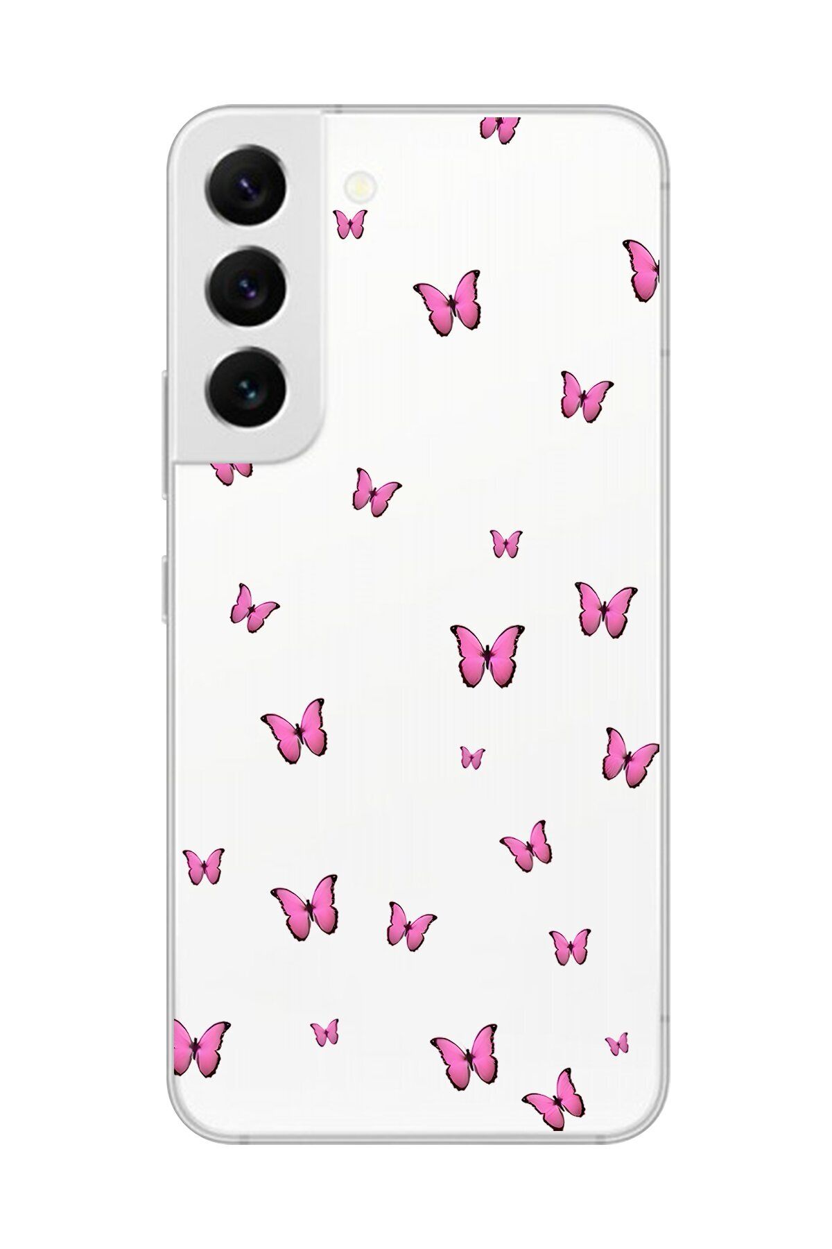 Dali Design Galaxy S22 Uyumlu Şeffaf Kılıf Şeffaf Şeffaf Kelebek 2 Tasarımlı