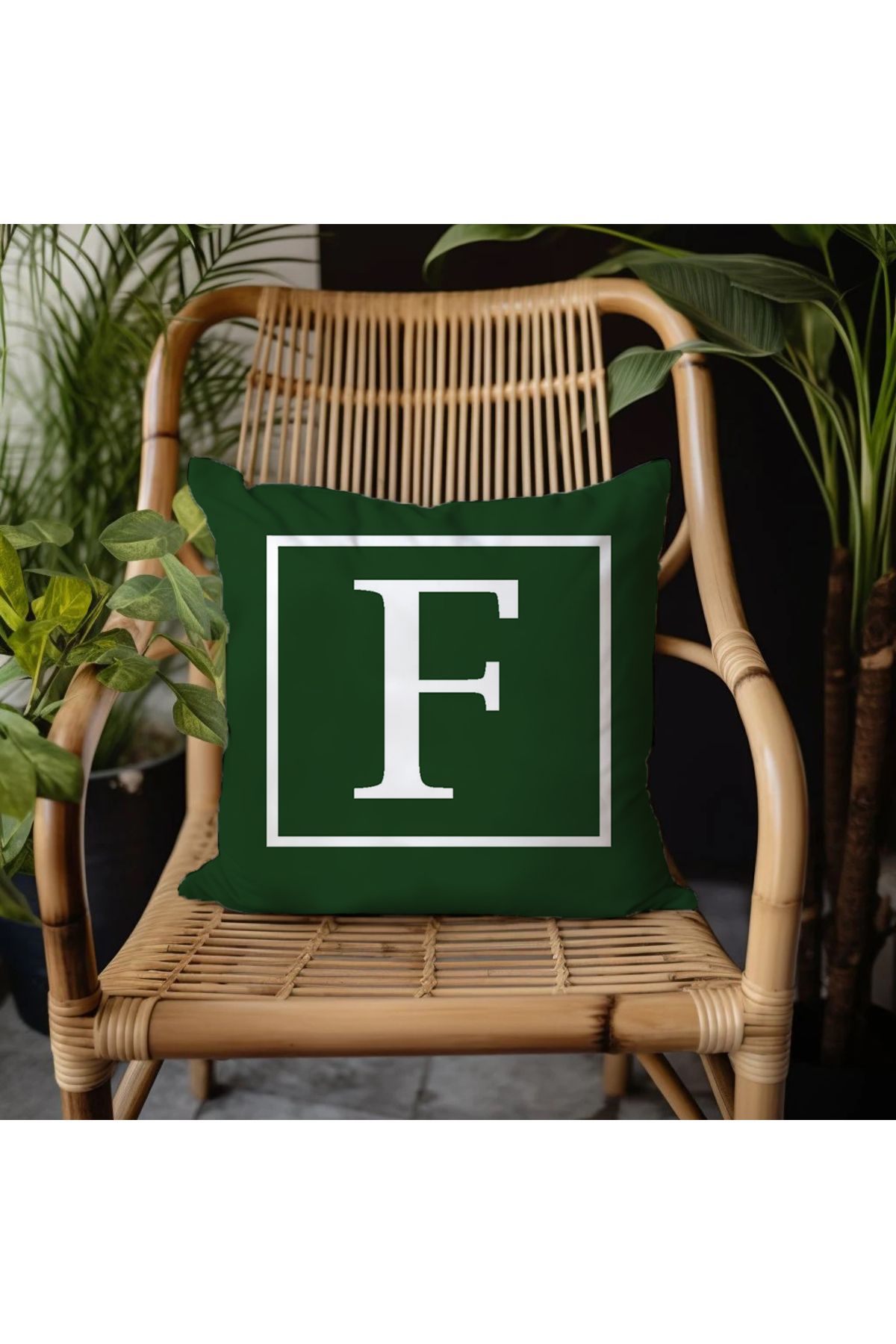 GREENDECOR F Harfi Elyaf Dolgulu Kırlent F Harfli Süs Yastık Dekoratif Kırlent 25x25 Ya Da 40x40cm Hediyelik
