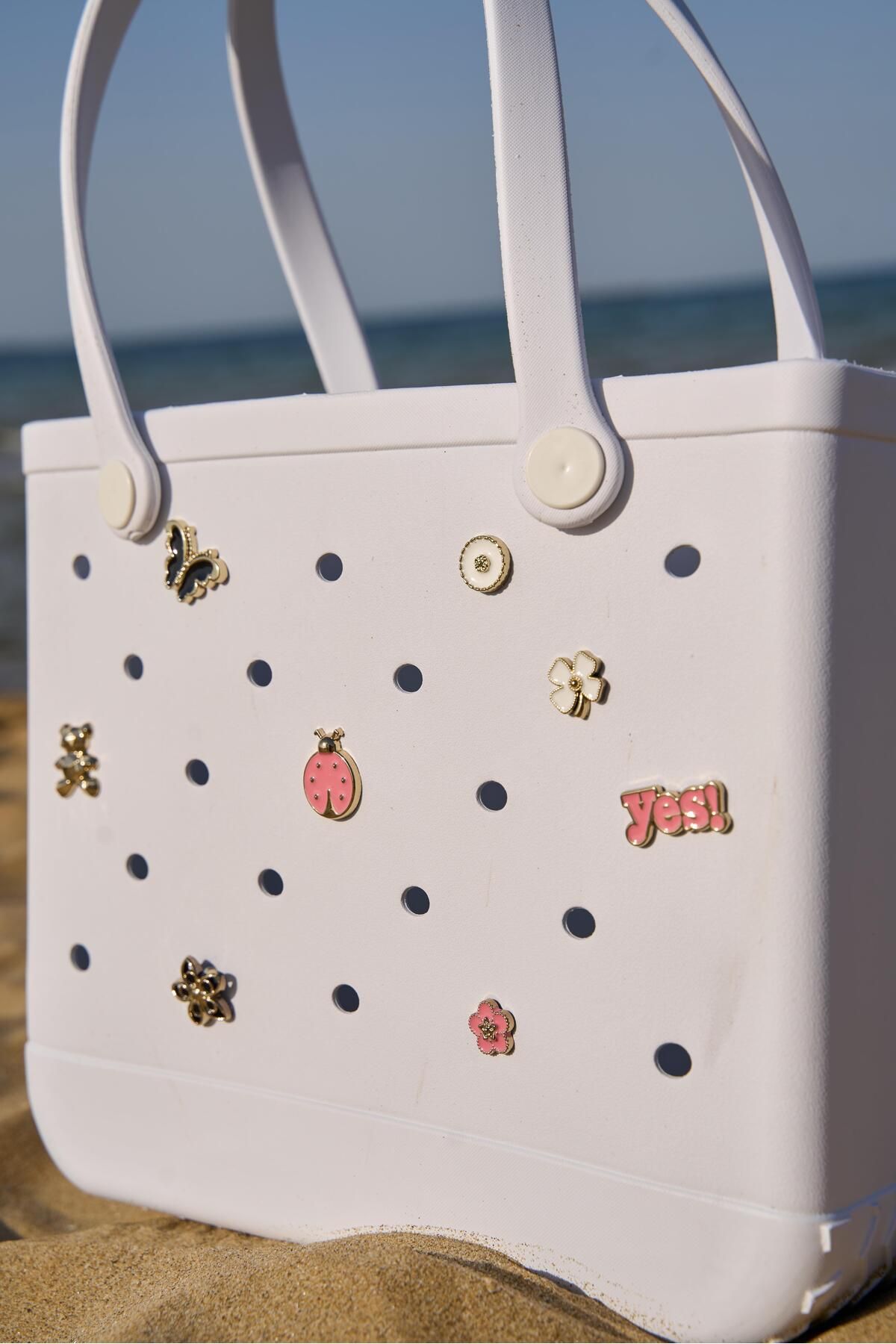 Tina İstanbul Jelly Charmlı Plaj Çantası Beyaz