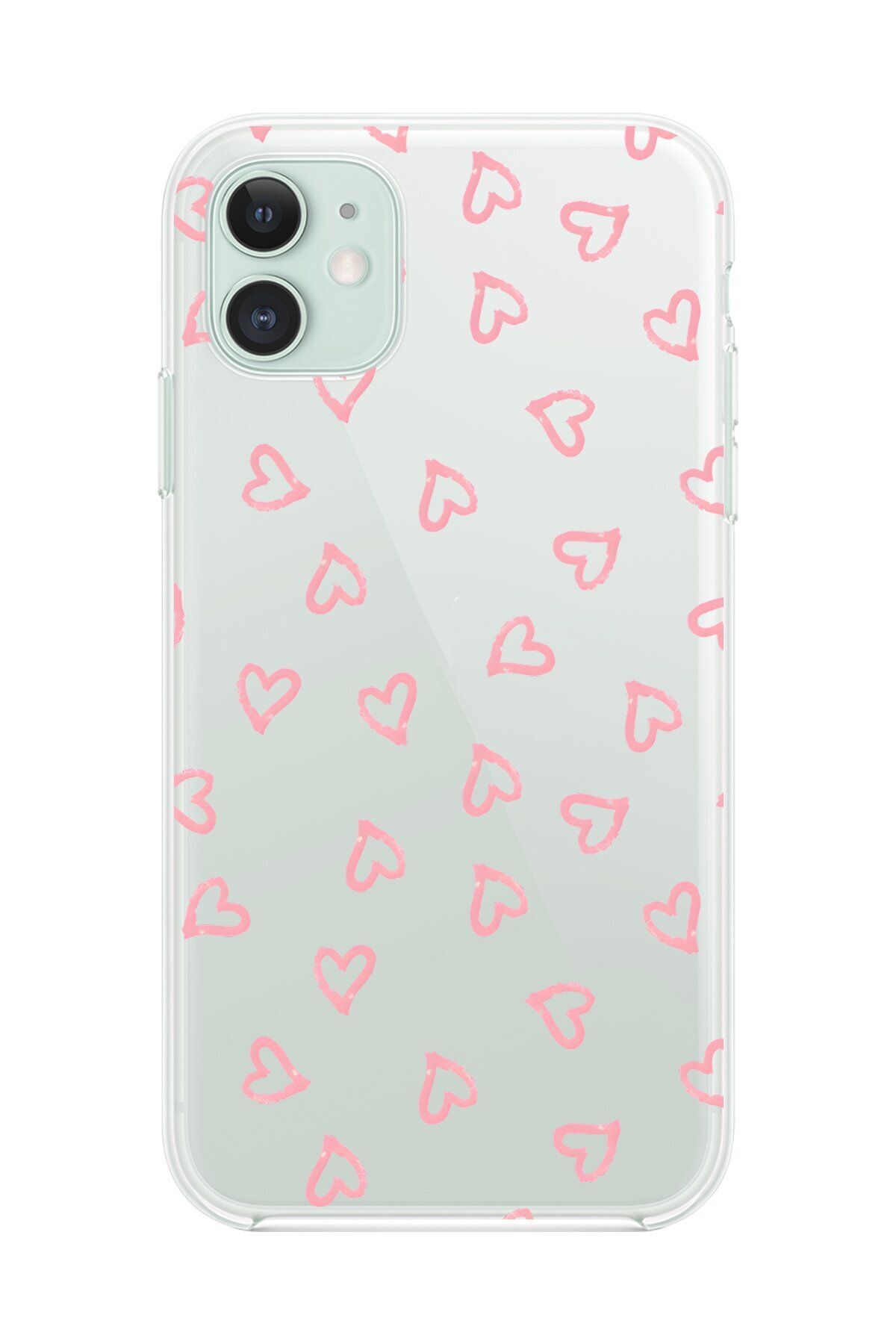 Dali Design iPhone 11 Uyumlu Şeffaf Kılıf Şeffaf Kalp 3 Tasarımlı
