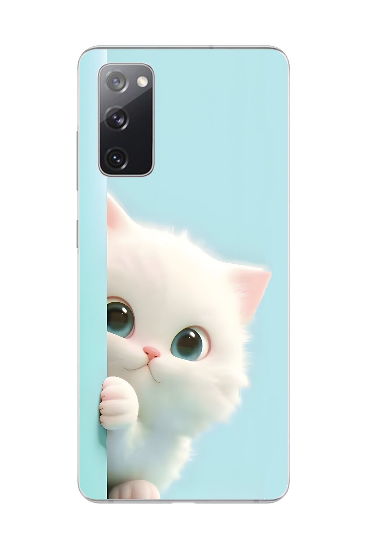 Dali Design Samsung Galaxy S20 FE Uyumlu Şeffaf Kılıf 2 Peluş Kedi Tasarımlı