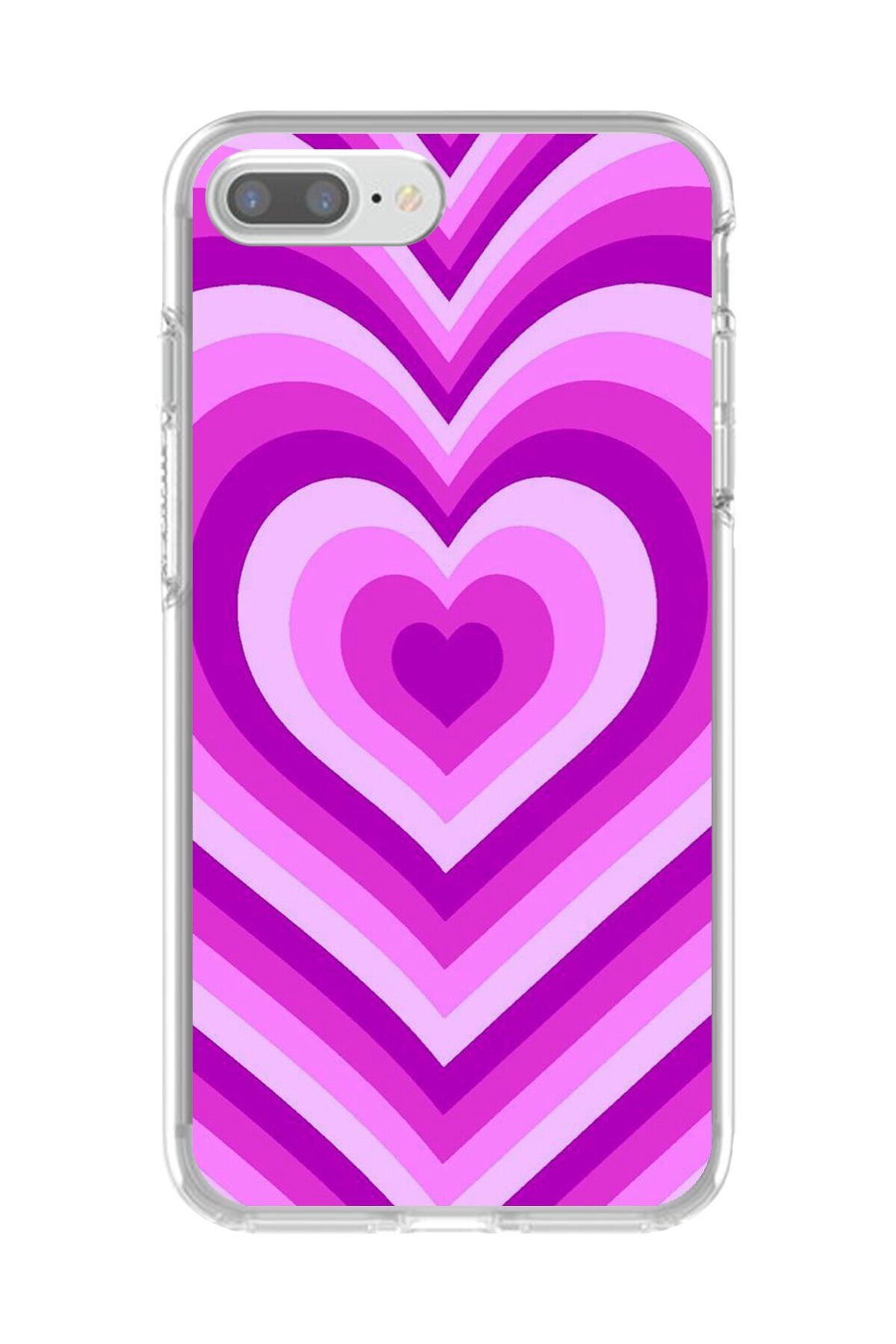 Dali Design iPhone 8 Plus Uyumlu Şeffaf Kılıf Kalp 2 Tasarımlı