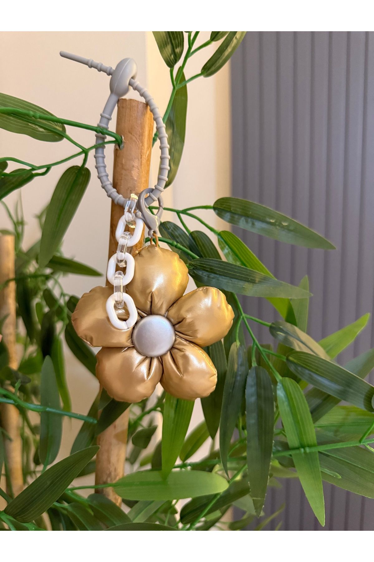 AYLİS Gold Çiçek Detaylı Çanta Charm/ Anahtarlık