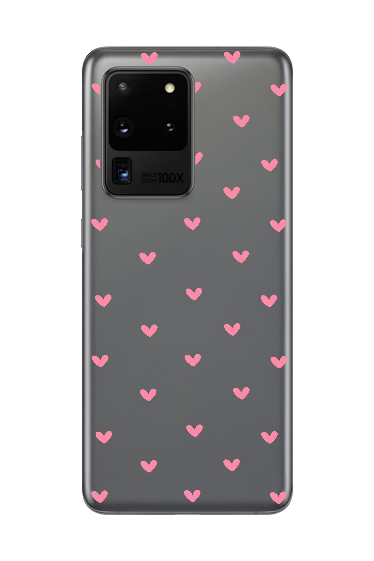Dali Design Galaxy S20 Ultra Uyumlu Şeffaf Kılıf Şeffaf Kalp 1 Tasarımlı
