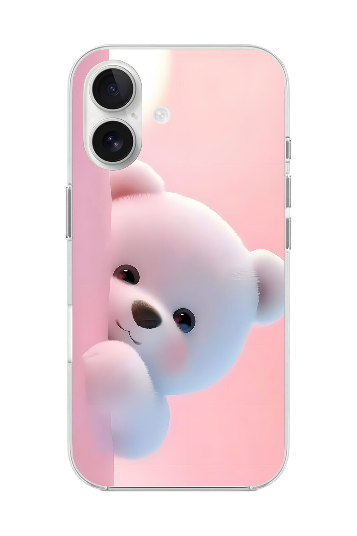Dali Design iPhone 16 Uyumlu Şeffaf Kılıf 1 Peluş Ayıcık Tasarımlı