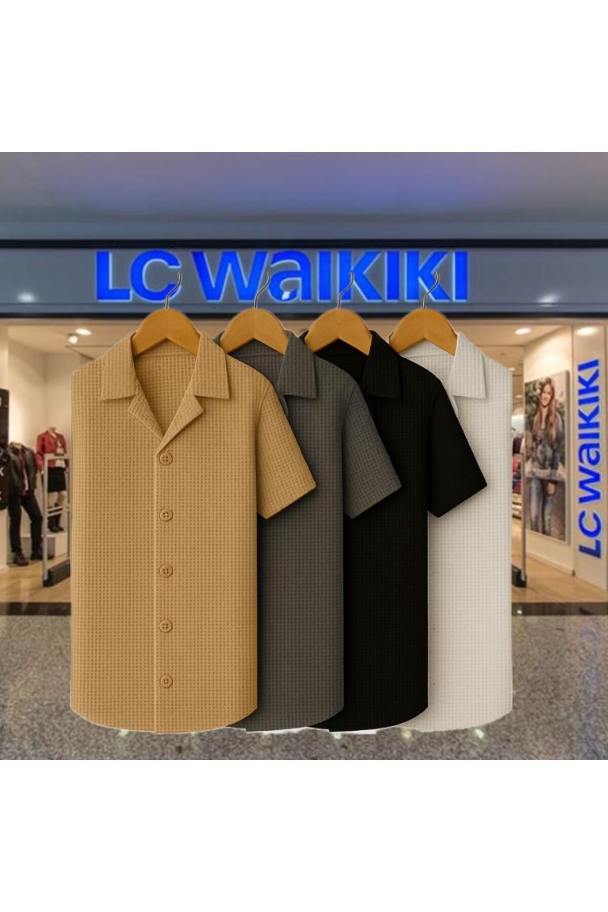 LC Waikiki 4'lü Avantaj %100 Pamuk Yeni Sezon Trend Kısa Kol Erkek Düğmeli Premium Gömlek