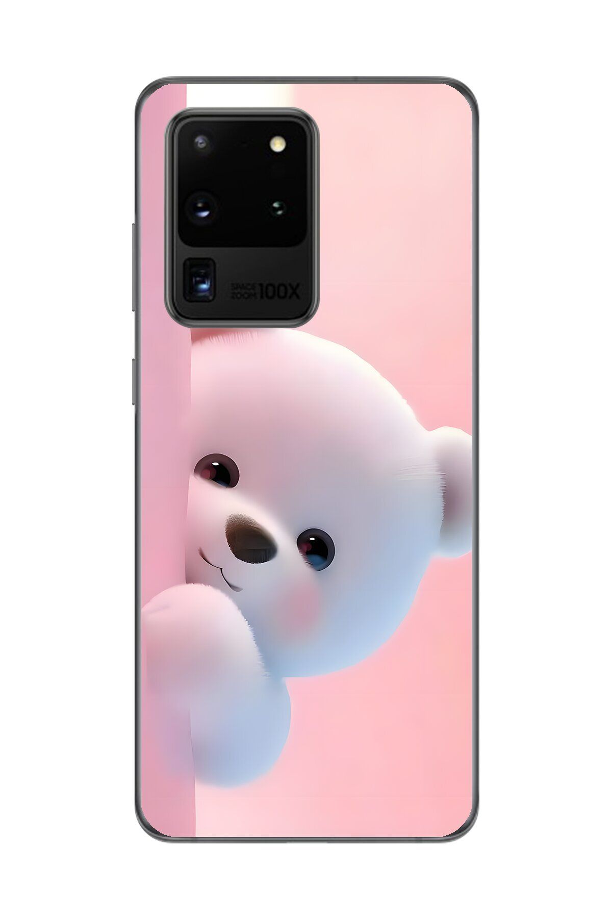 Dali Design Samsung Galaxy S20 Ultra Uyumlu Şeffaf Kılıf 1 Peluş Ayıcık Tasarımlı