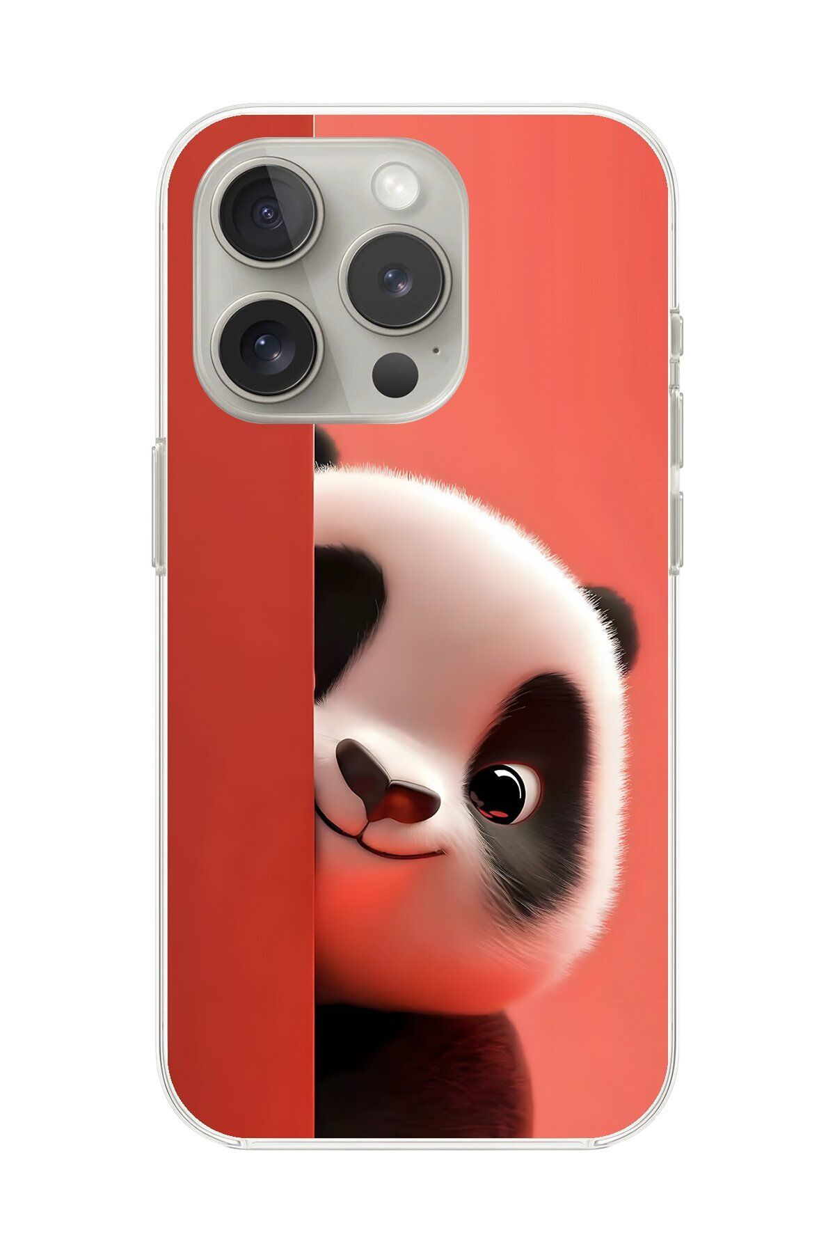 Dali Design iPhone 13 Pro Max Uyumlu Şeffaf Kılıf 4 Peluş Panda Tasarımlı