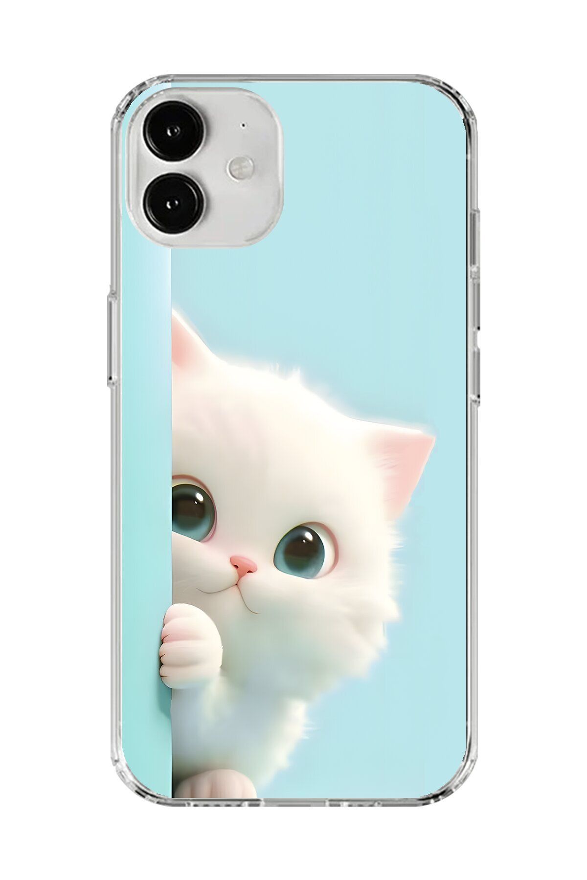 Dali Design iPhone 12 Uyumlu Şeffaf Kılıf 2 Peluş Kedi Tasarımlı