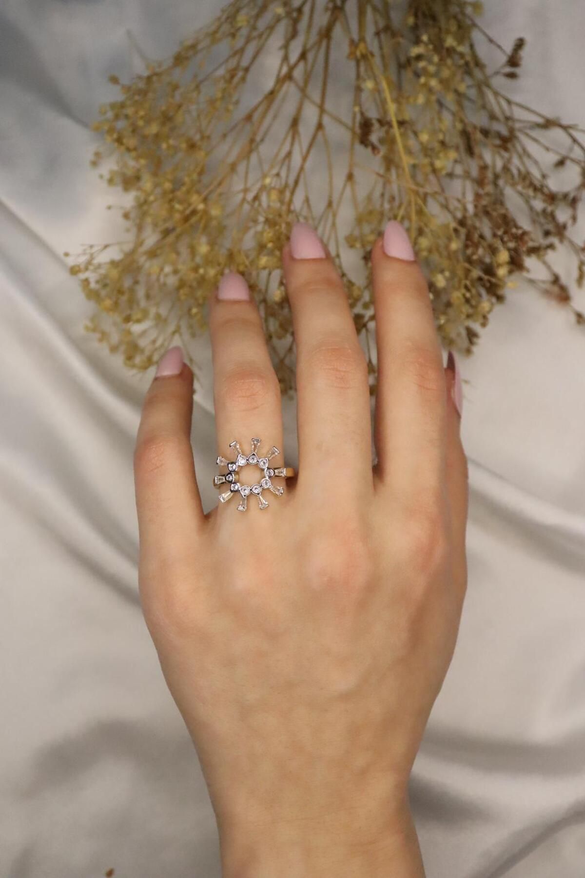 mercanjewelry 14k Ayarlanabilir Zirkon Taşlı Yüzük