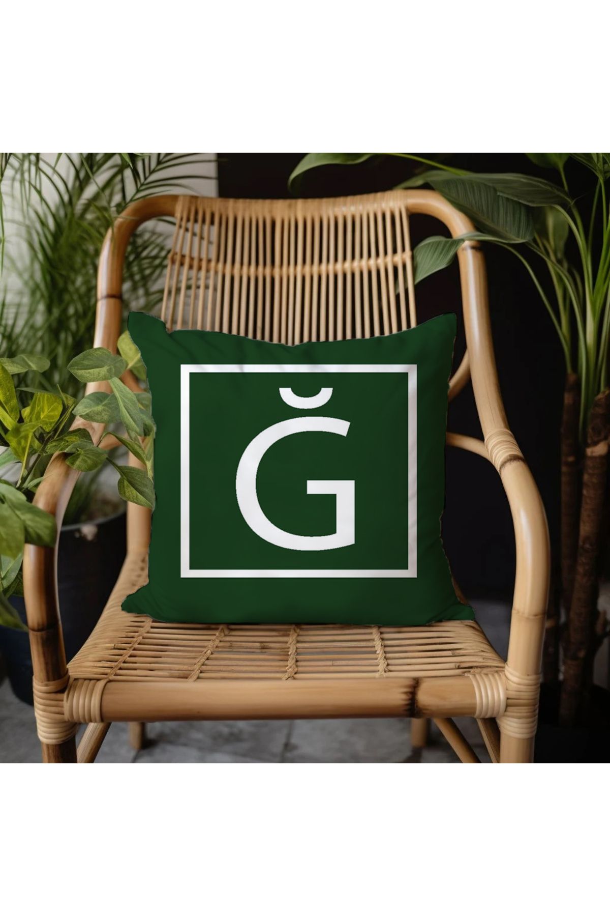 GREENDECOR Ğ Harfi Elyaf Dolgulu Kırlent Ğ Harfli Süs Yastık Dekoratif Kırlent 25x25 Ya Da 40x40cm Hediyelik