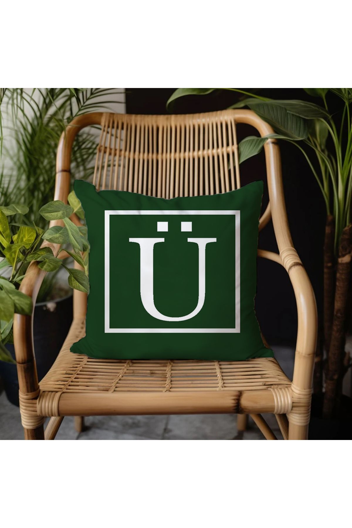 GREENDECOR Ü Harfi Elyaf Dolgulu Kırlent Ü Harfli Süs Yastık Dekoratif Kırlent 25x25 veya 40x40cm Hediyelik