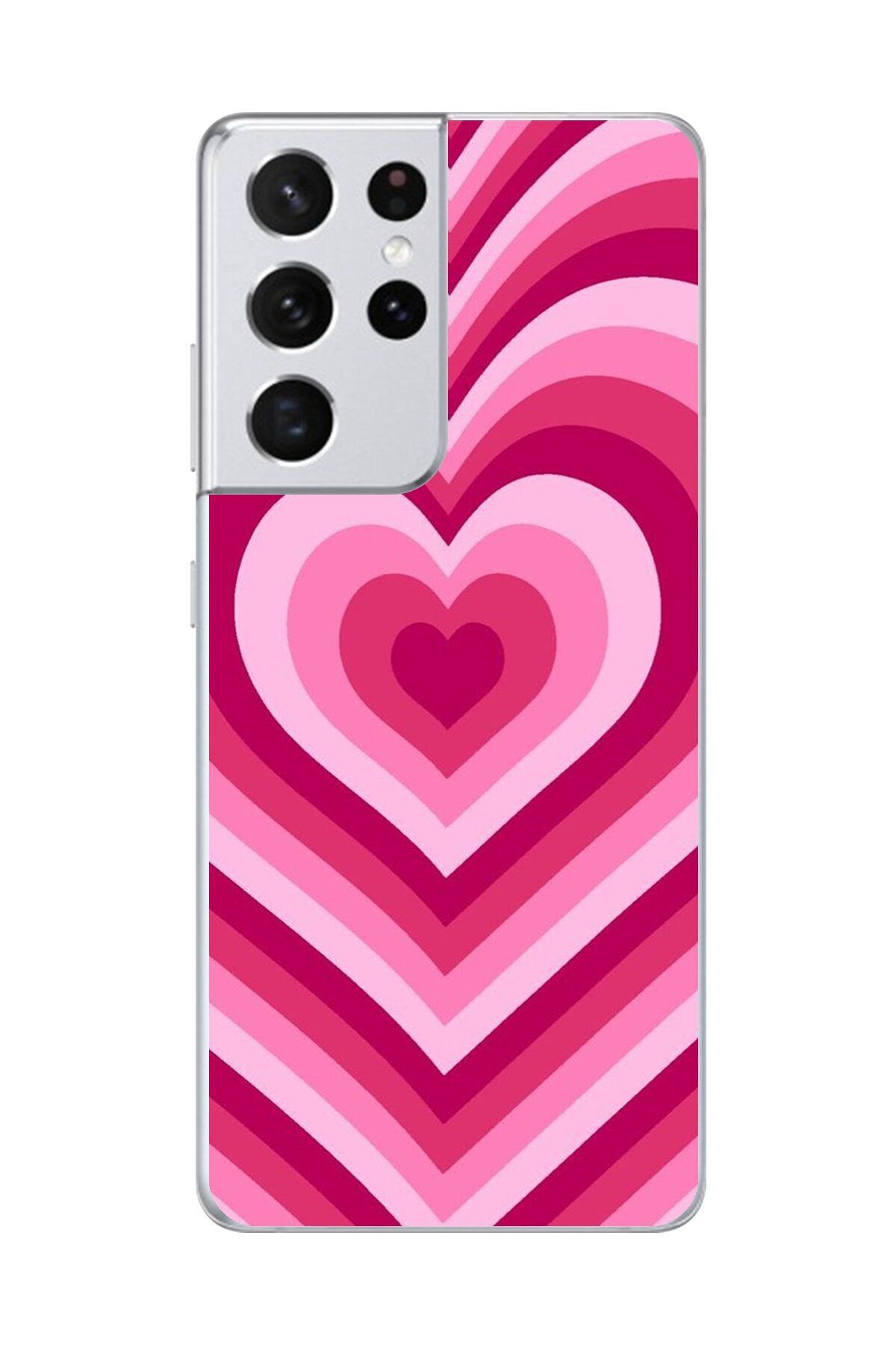 Dali Design Galaxy S21 Ultra Uyumlu Şeffaf Kılıf Kalp 1 Tasarımlı