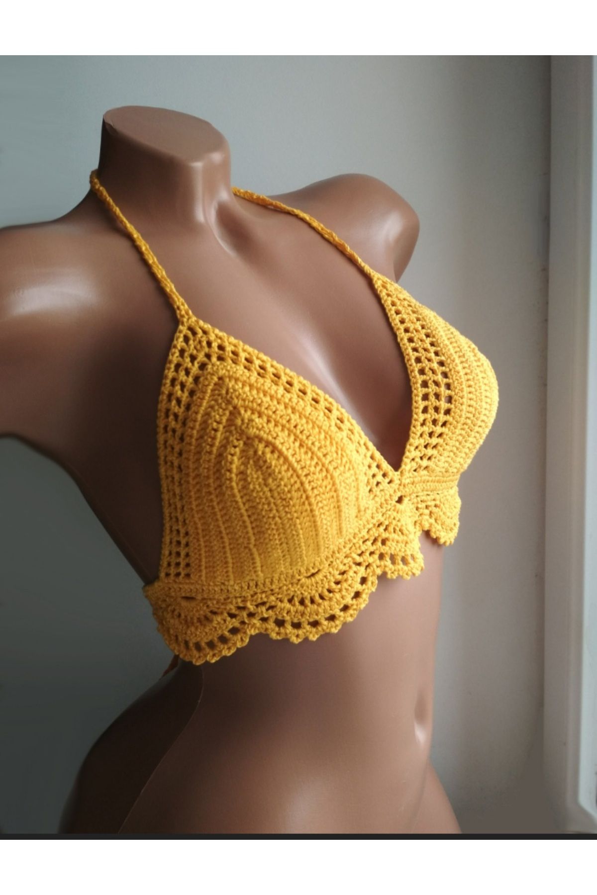 ThreadArtByNur El Örgüsü Crop Büstiyer Bikini Üstü Sık Iğne Iç Göstermez Yaz Modası