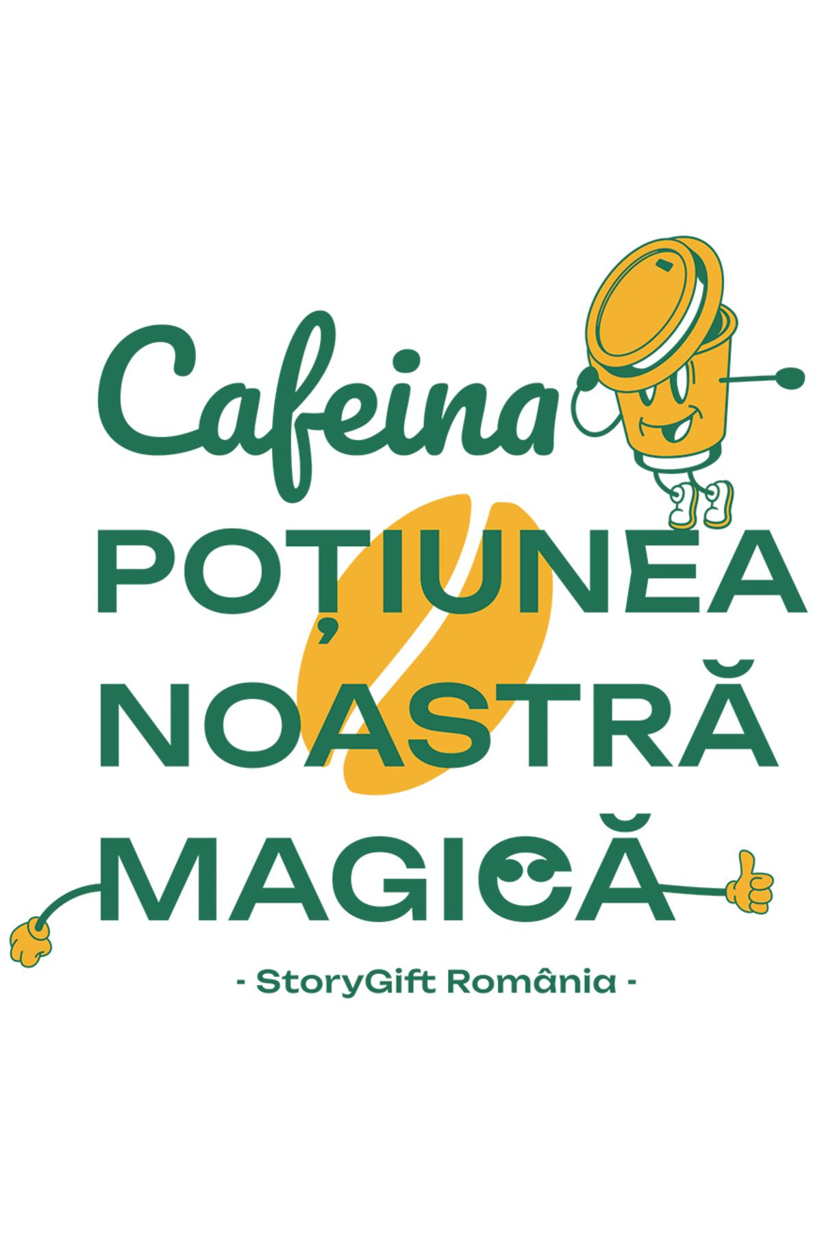 StoryGift Romania Sticker Adeziv Cafeina – Potiunea Noastra Magica Energie Viata De Adult Cu Margini Albe, - One Size