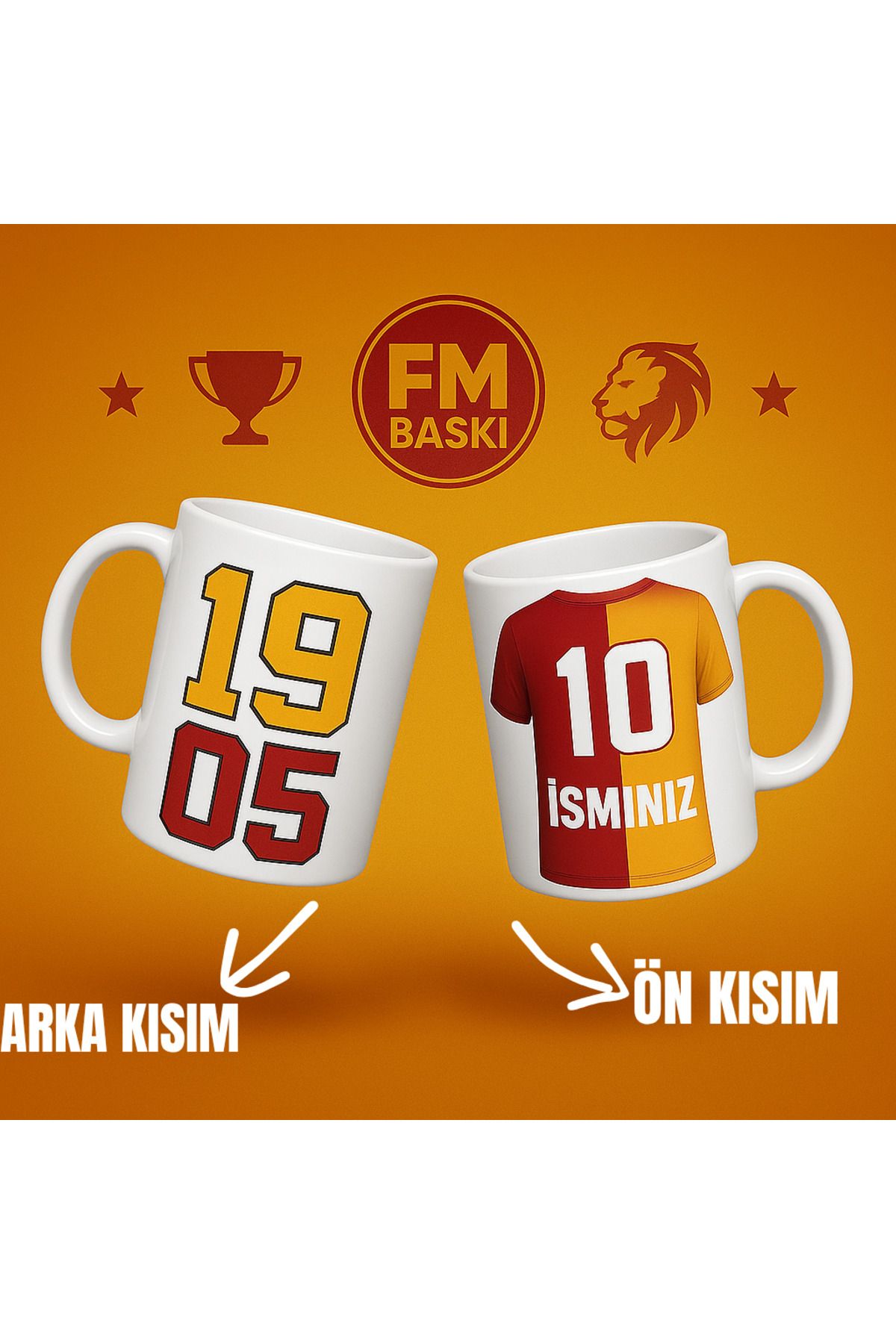 FM BASKI Sarı kırmızı taraftarların hoşuna gidecek tasarım kişiye özel formaya isim yazdırma