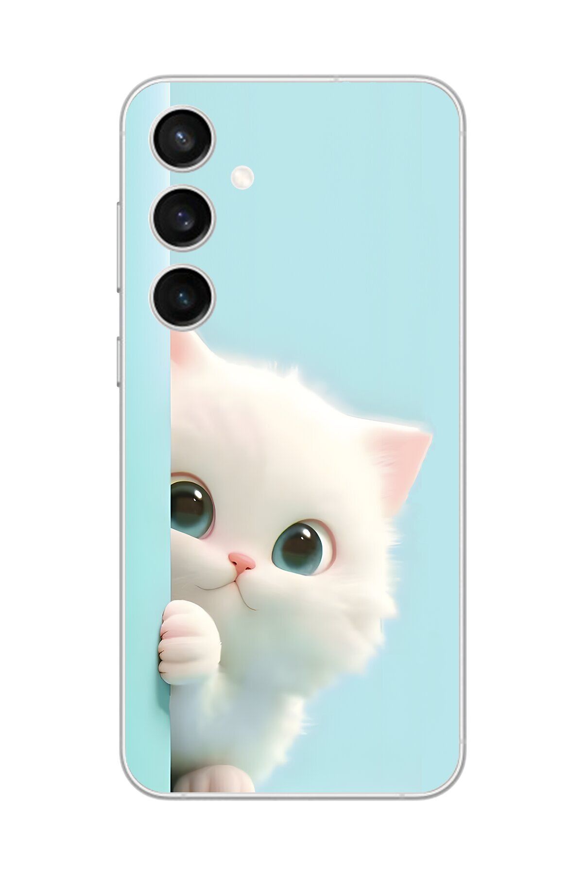 Dali Design Samsung Galaxy S23 Uyumlu Şeffaf Kılıf 2 Peluş Kedi Tasarımlı