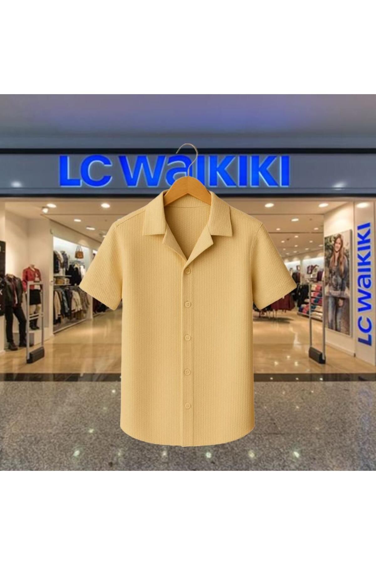 LC Waikiki %100 Pamuk Yeni Sezon Trend Kısa Kol Erkek Düğmeli Premium Gömlek