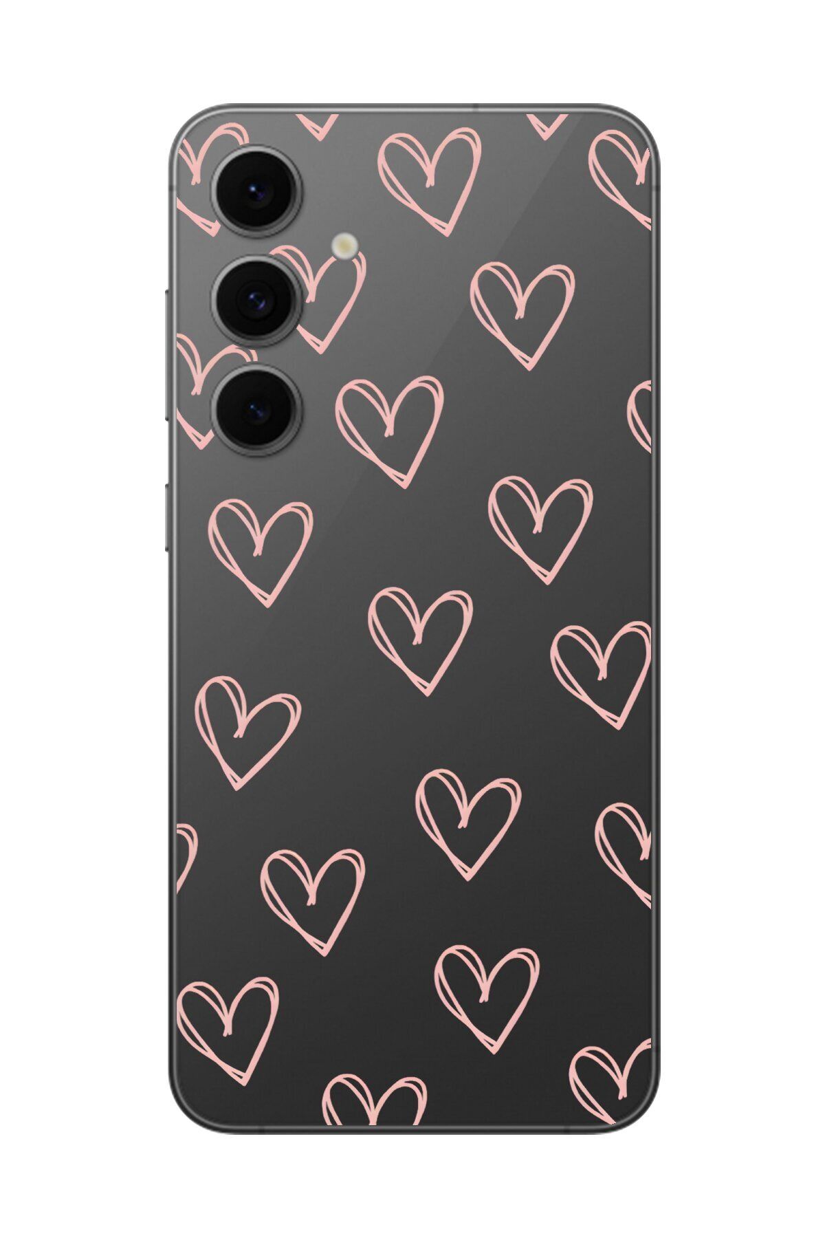 Dali Design Galaxy S24 FE Uyumlu Şeffaf Kılıf Şeffaf Kalp 2 Tasarımlı