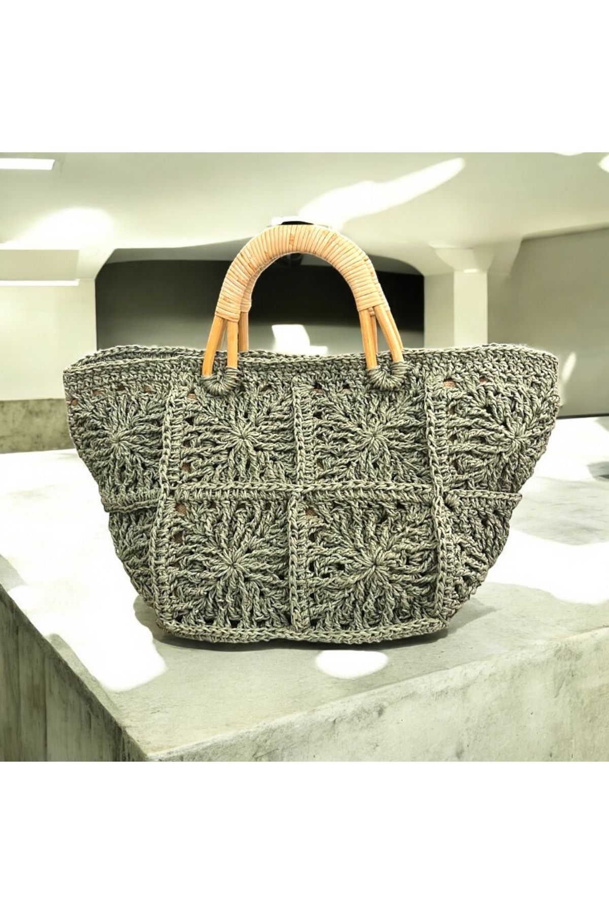 Allen Accessories Hasır örme çanta