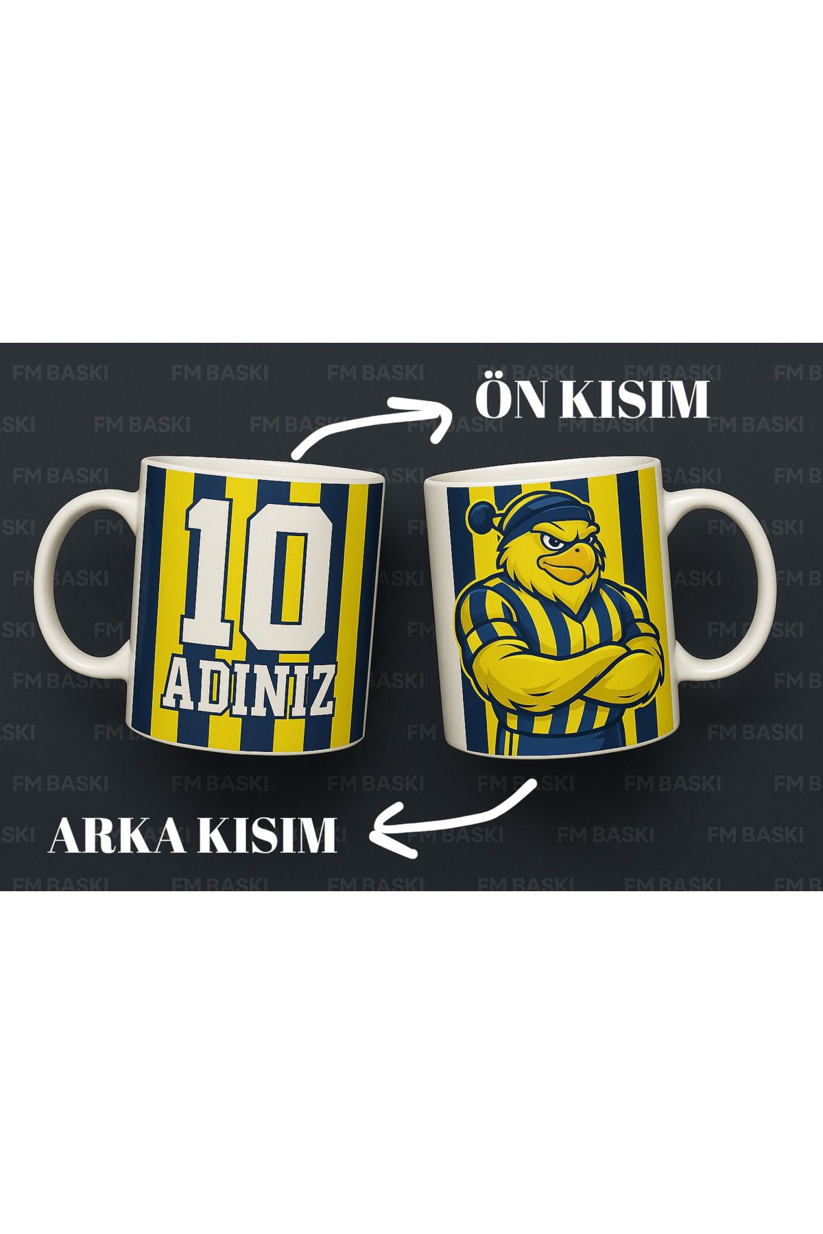 FM BASKI Sarı lacivert taraftarları sevindirecek tasarım kişiye özel isim yazdırma