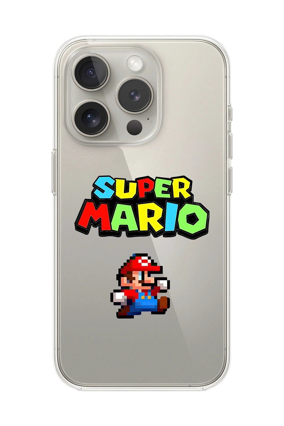 Dali Design iPhone 15 Pro Uyumlu Şeffaf Kılıf 2 Mario Tasarımlı