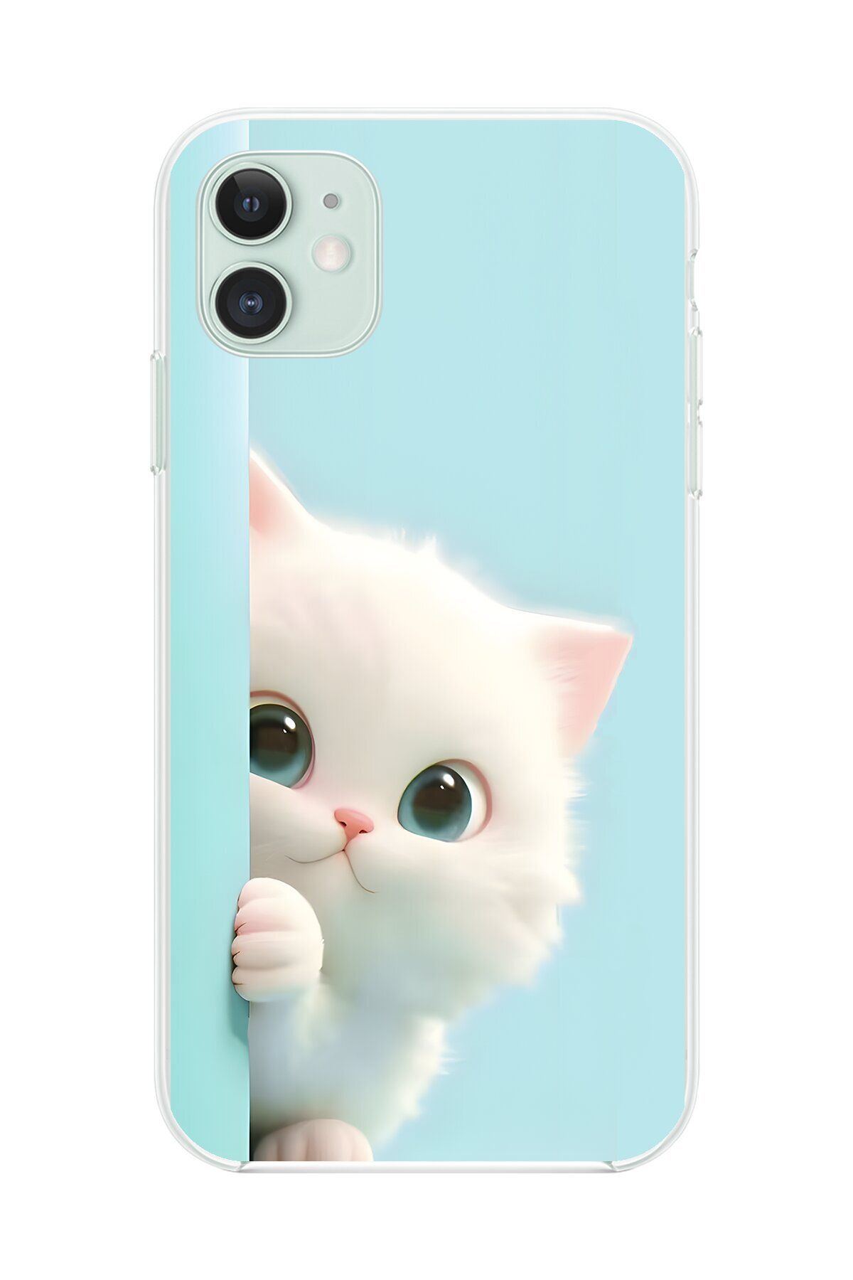 Dali Design iPhone 11 Uyumlu Şeffaf Kılıf 2 Peluş Kedi Tasarımlı