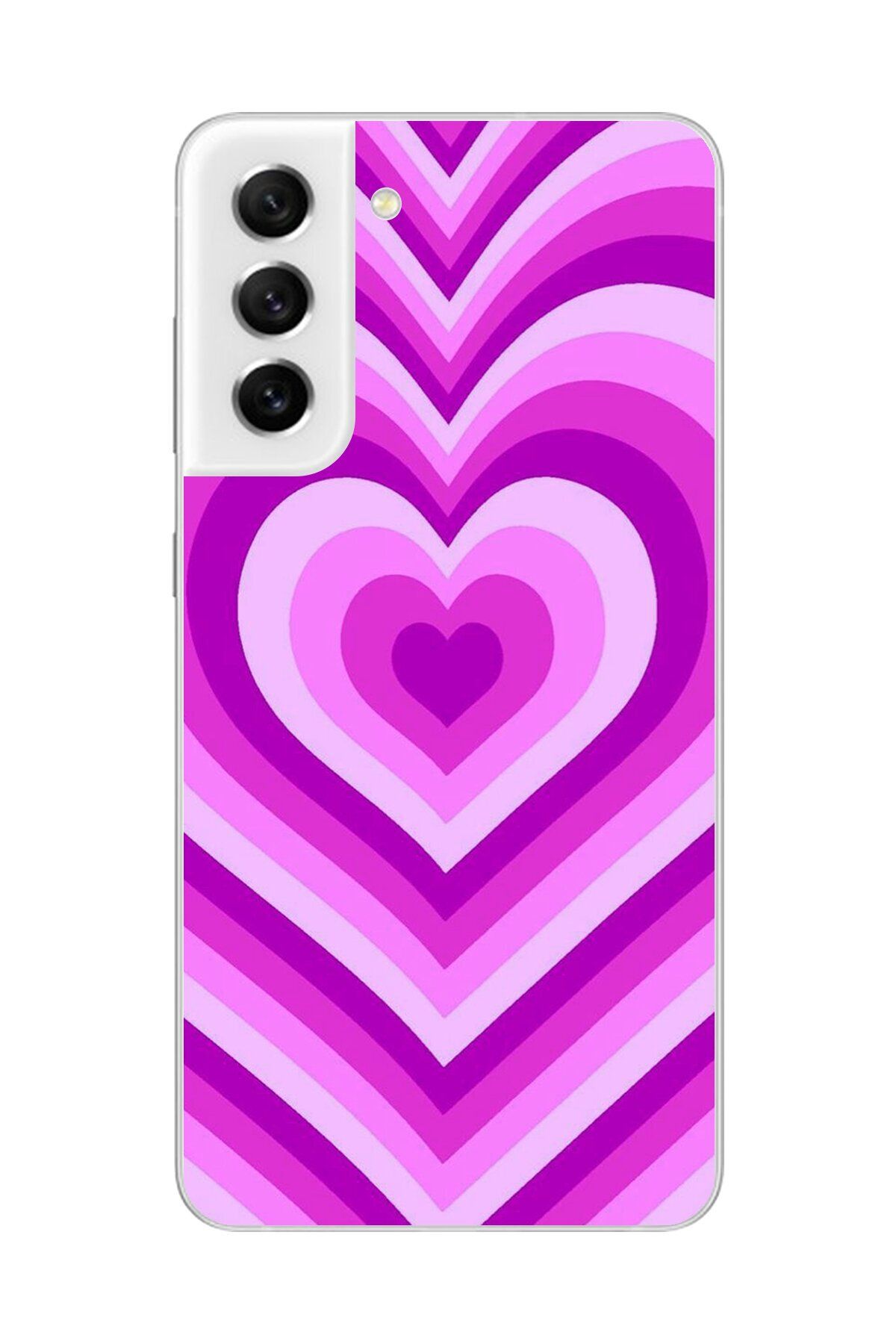 Dali Design Galaxy S21 FE Uyumlu Şeffaf Kılıf Kalp 2 Tasarımlı