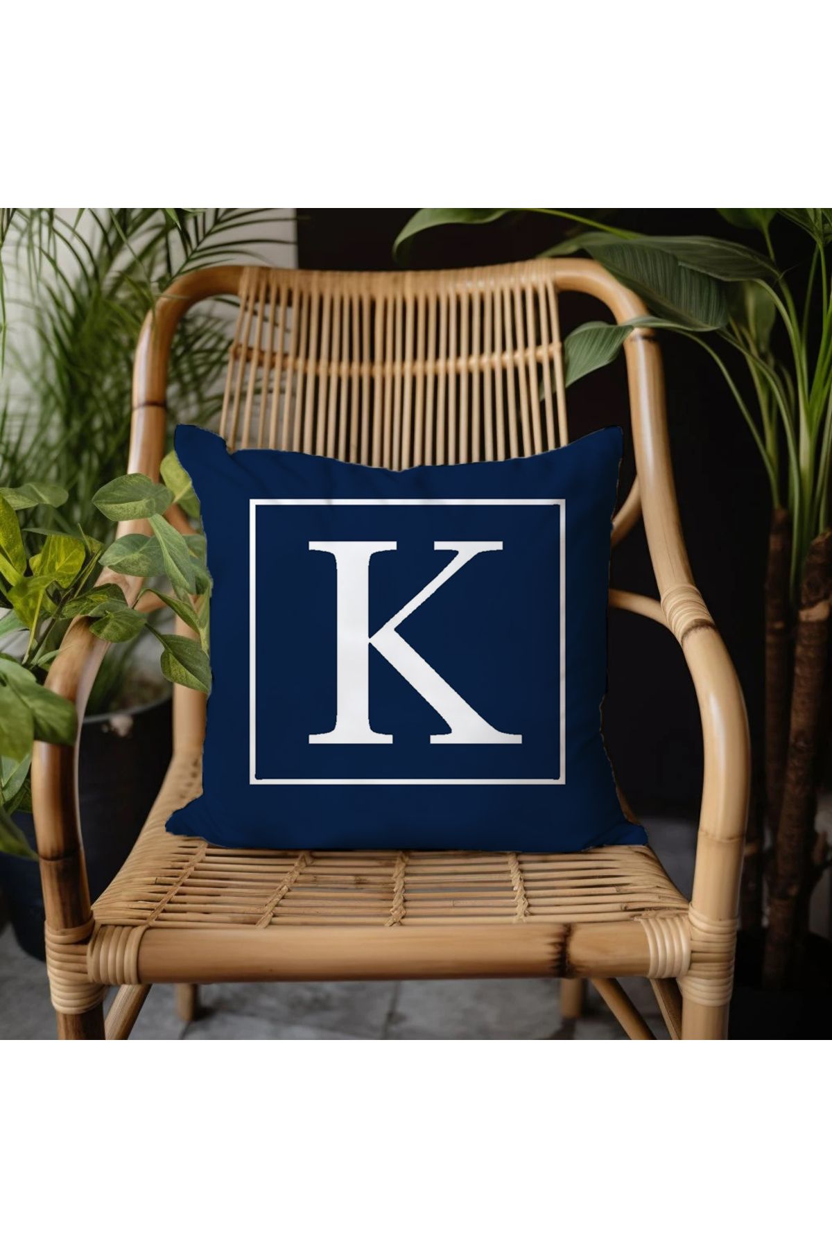 GREENDECOR K Harfi Elyaf Dolgulu Kırlent K Harfli Süs Yastık Dekoratif Kırlent 25x25 veya 40x40cm Hediyelik