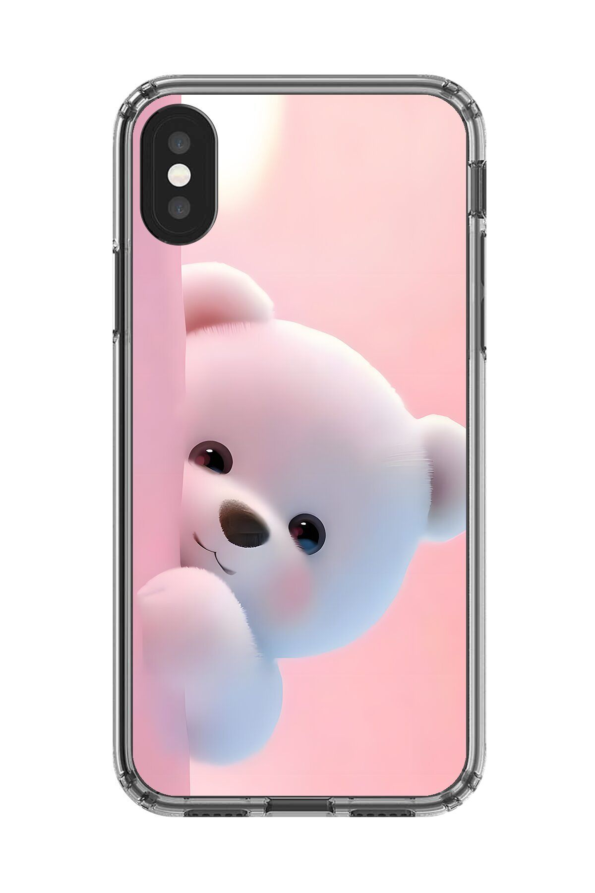 Dali Design iPhone XS Uyumlu Şeffaf Kılıf 1 Peluş Ayıcık Tasarımlı
