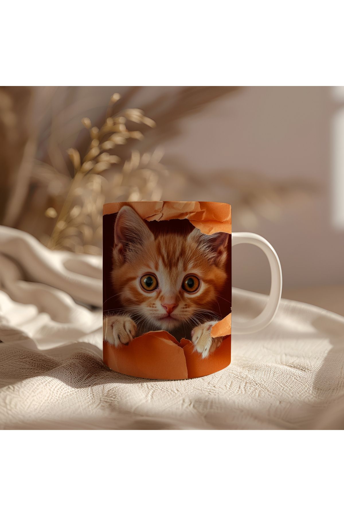 waspandhornet Kedi Desenli Seramik Kupa
