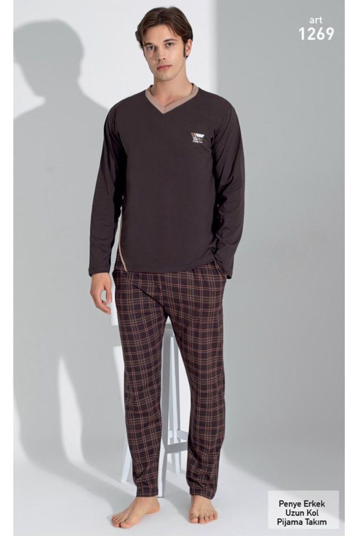 XORVİO Erkek Uzun Kollu Pantolon Cotton Mevsimlik Cepli Beli Lastikli % 100 Pamuk Regular Fit Pijama Takım
