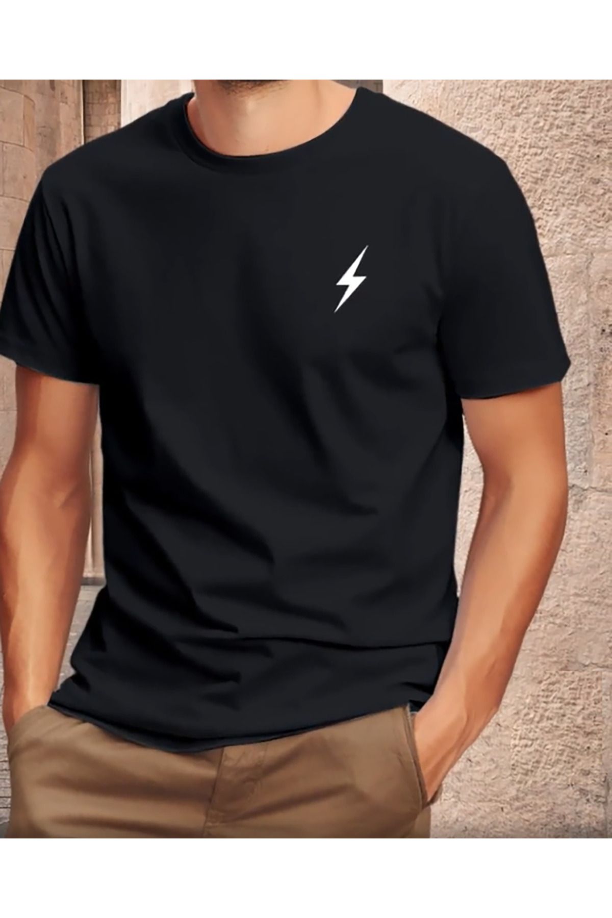 Trend Sizde Unisex Pamuklu Sihirli Çizgi Ön Baskılı Tasarım Tshirt