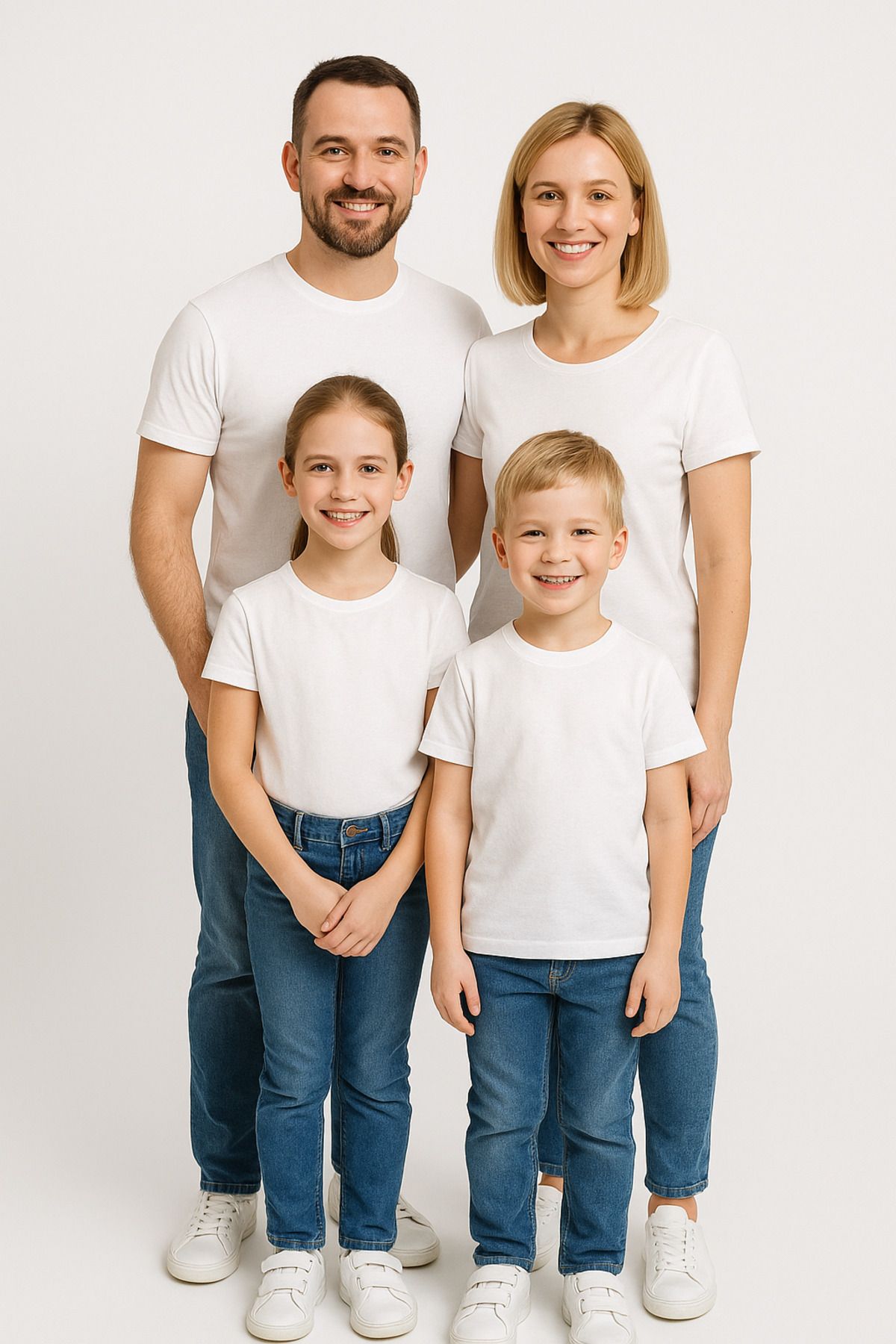 Trend Bebe Butik Aile Kombini Tişört Unisex Pamuklu Siyah Beyaz Basic Yazlık Model (TEK ADET – Kombin İçin Ekleyin)