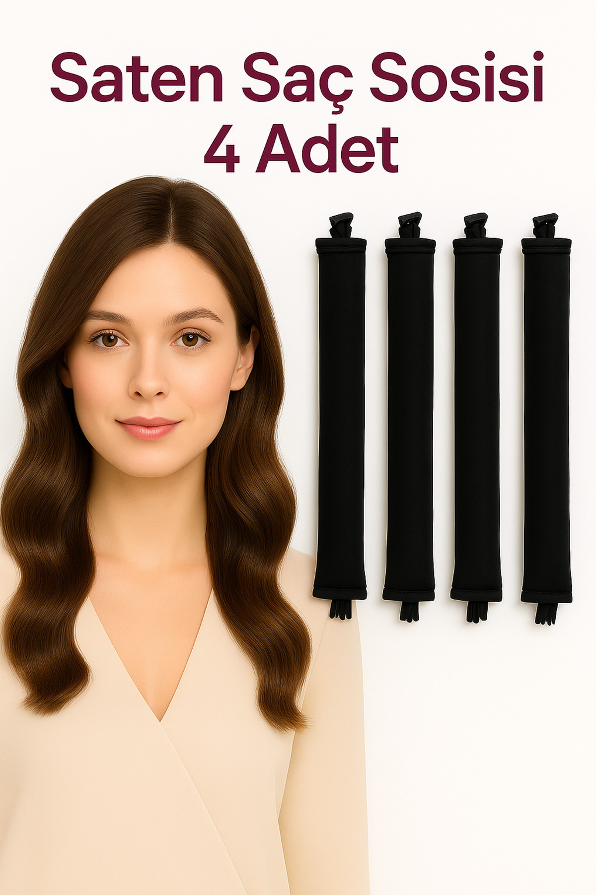 ONE STEP Saten Saç Sosisleri | Isısız Bukle Mucizesi – 4’lü Set