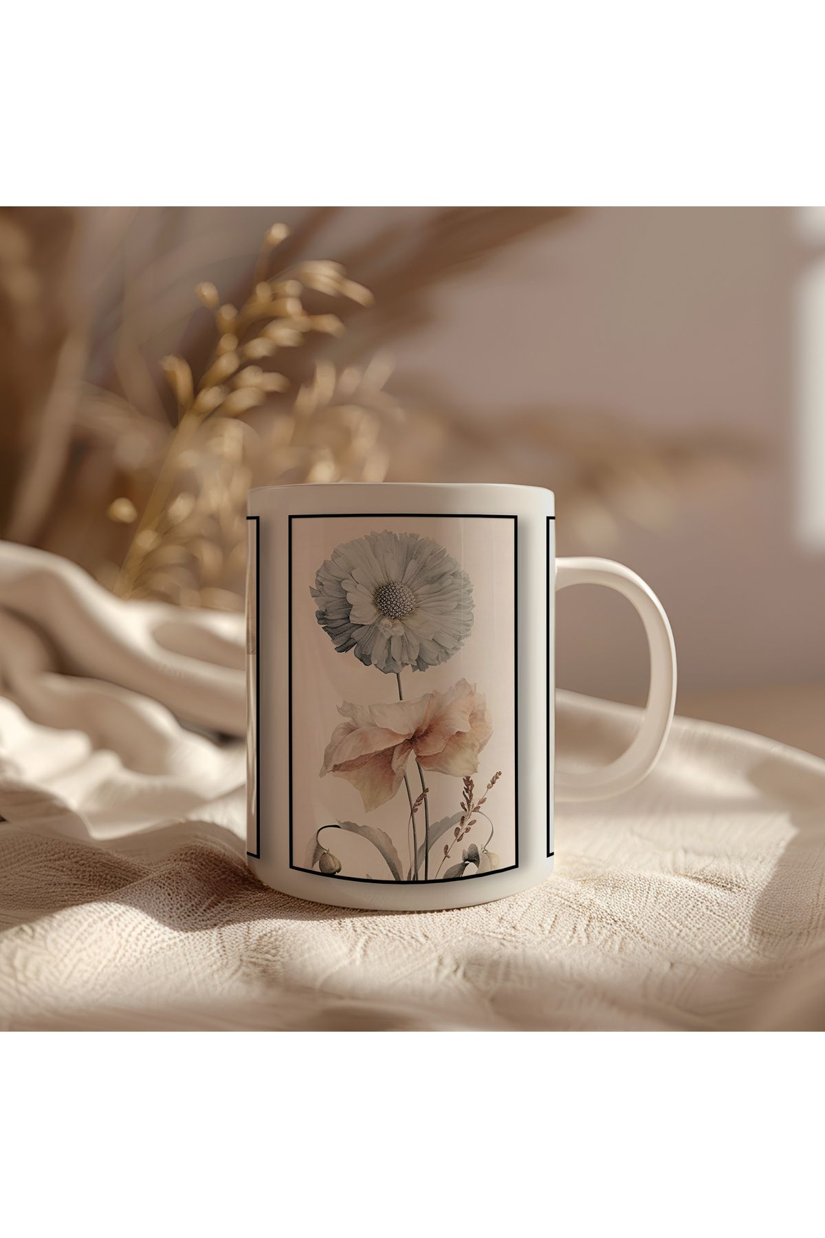 waspandhornet Floral Tasarımlı Seramik Kupa