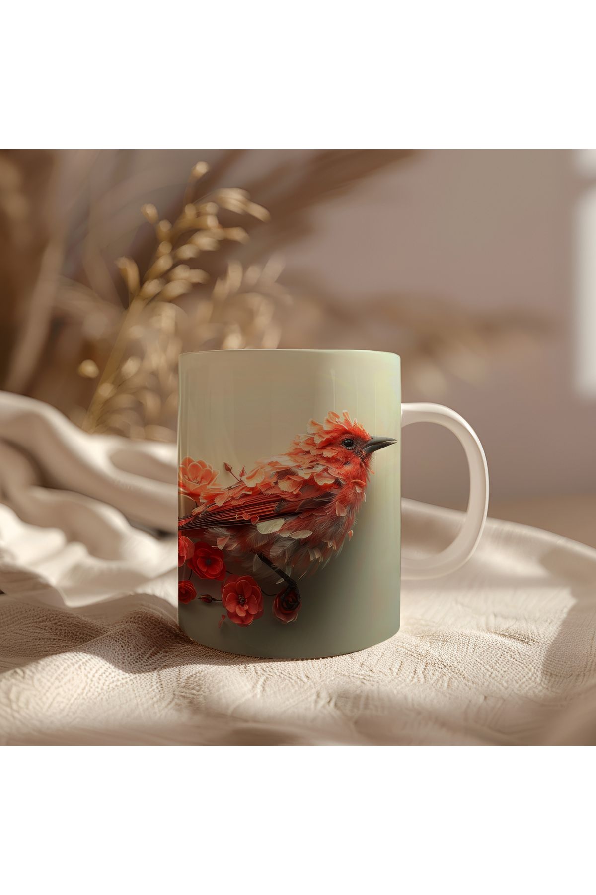waspandhornet Kuş Desenli Seramik Kupa
