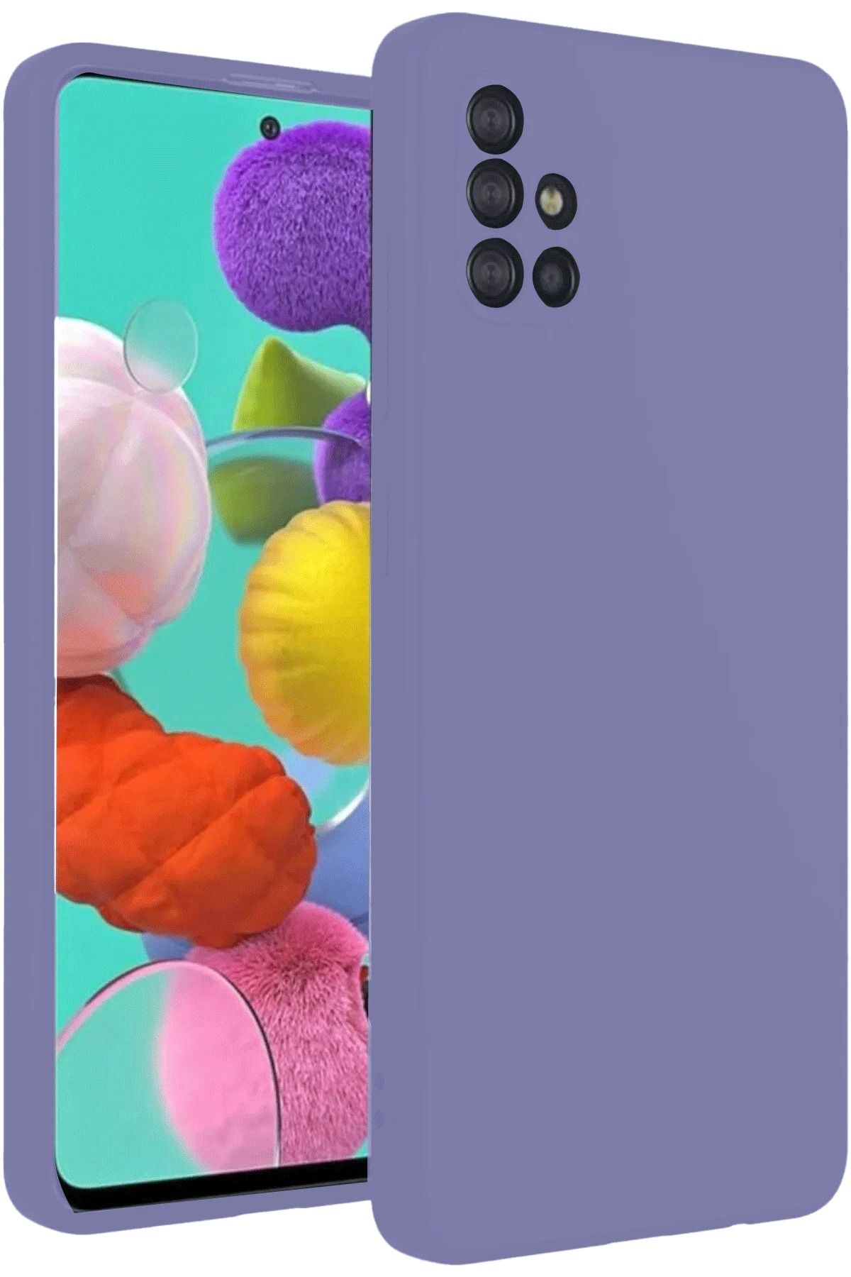 NewFace Samsung Galaxy A31 Uyumlu  Kılıf Nano içi Kadife Silikon - Lila MRAYD