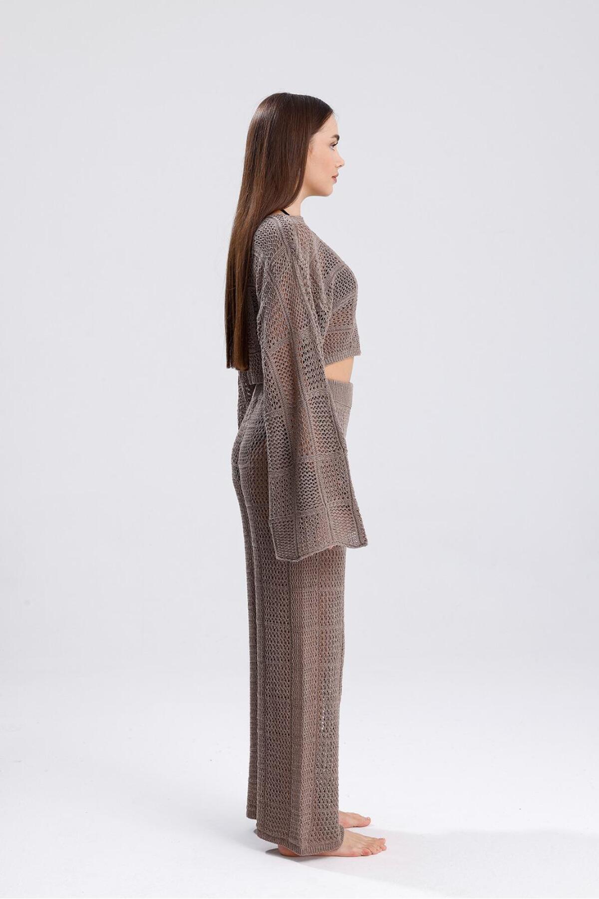 moda mh-Summer Openwork Spanish Sleeve Wide Collar Knitwear Suit Beach 5