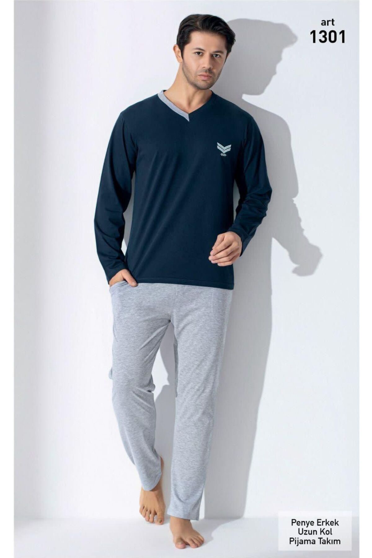 XORVİO Erkek Uzun Kollu Pantolon Cotton Mevsimlik Cepli Beli Lastikli % 100 Pamuk Regular Fit Pijama Takım