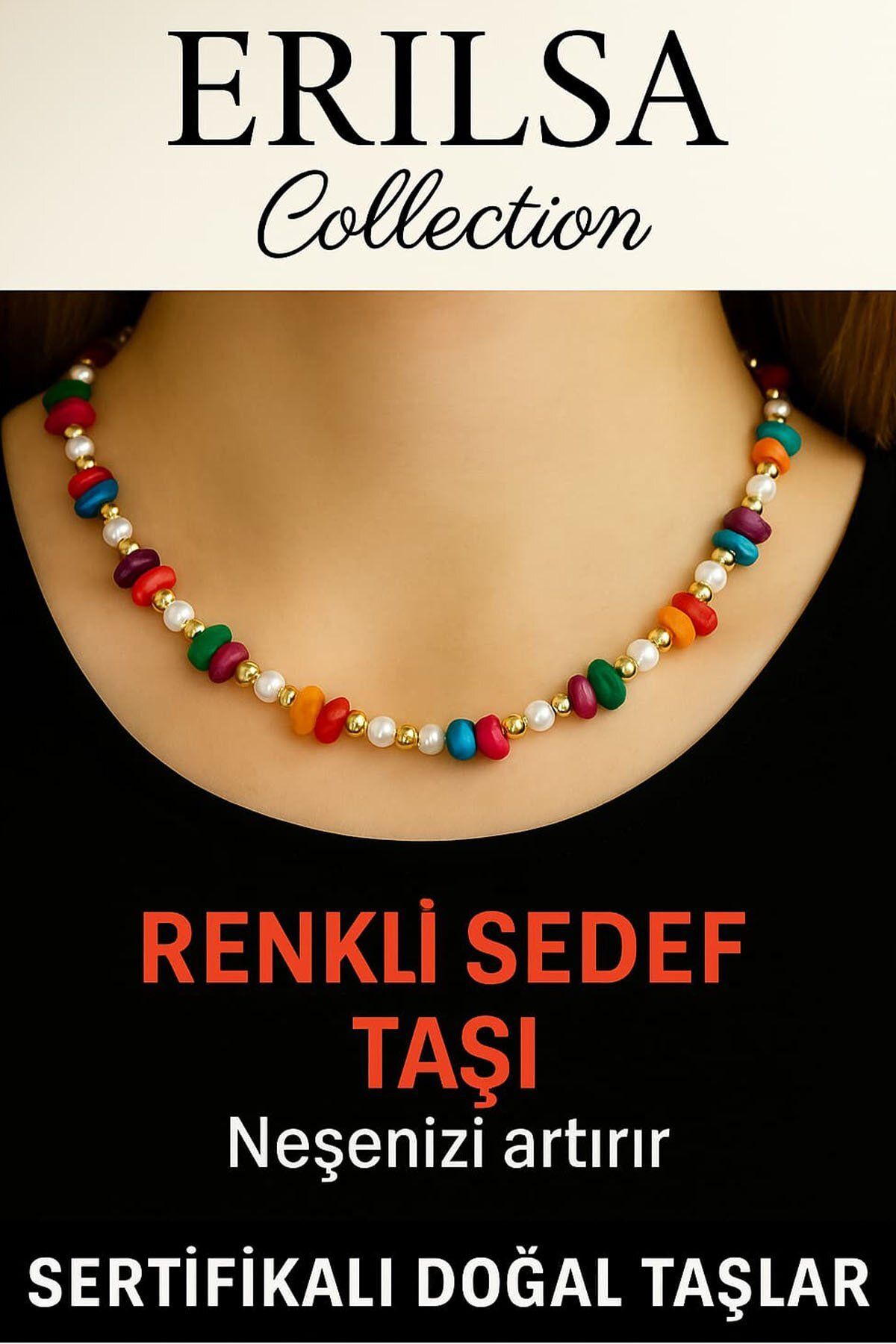 Erilsa Sertifikalı Kırık Taşlı Model Renkli Taşı Kolye – Duygusal Denge ve Zarafet