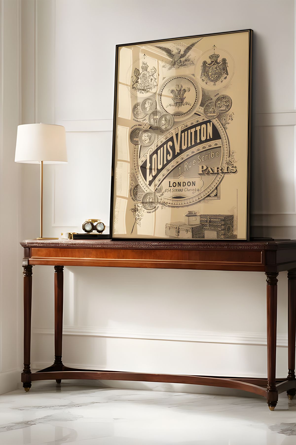 Home Vintage Luxry Poster, Bej Tonlarda Oturma Odası Dekoru, Salon Dekoru, Çerçevesiz Poster